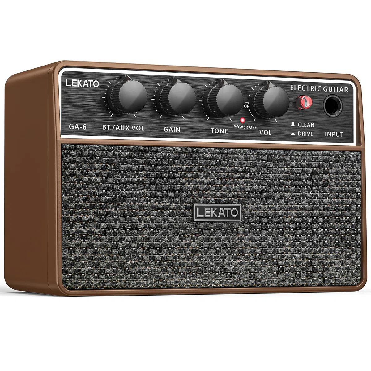 Mini-Gitarrenverstärker, LEKATO 10 W tragbarer Gitarrenverstärker mit Clean-/Overdrive-Kanälen, Bluetooth, Kopfhörerausgang und 6-Stunden-Akku, für das Üben zu Hause und Musikpartys