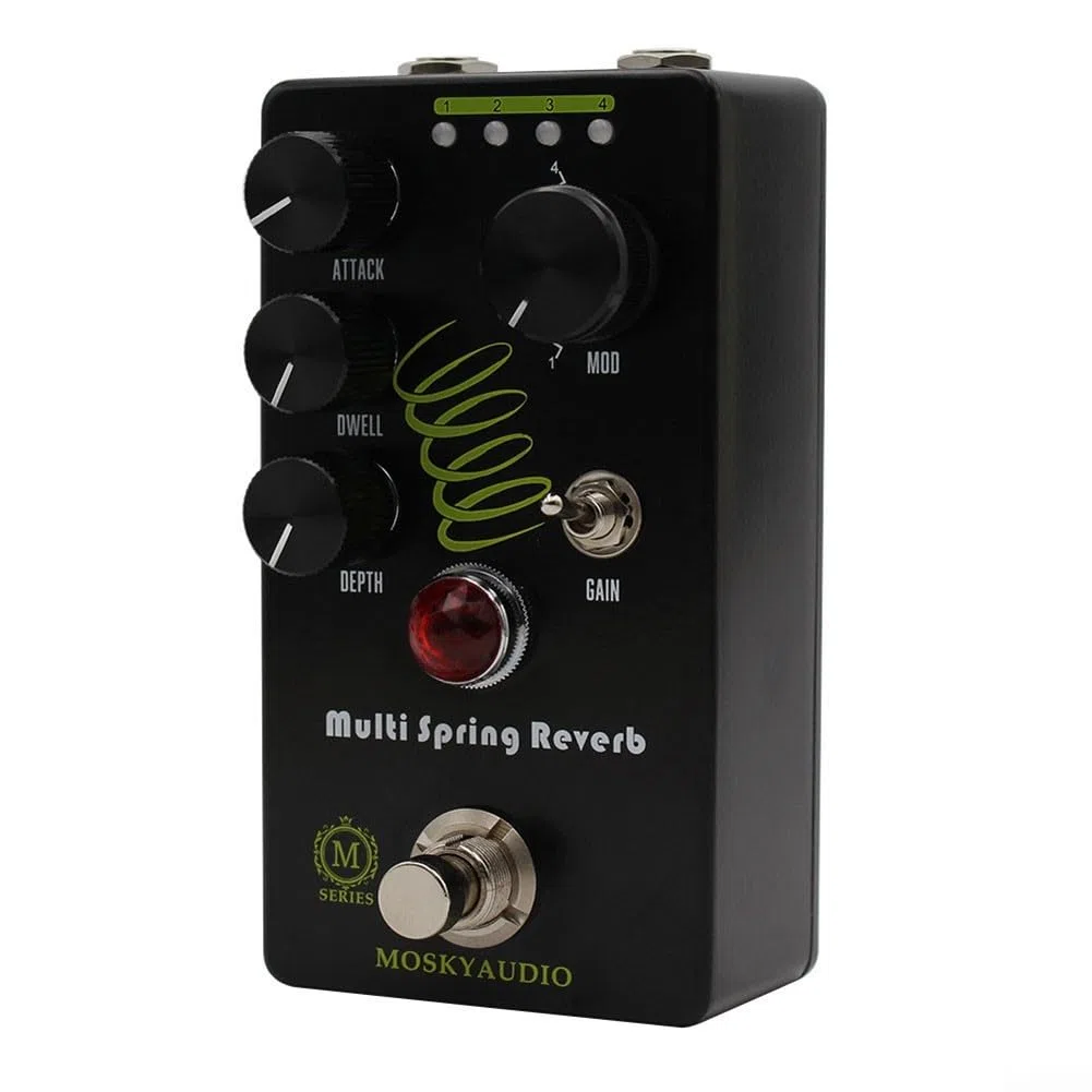 Gitarre Effektpedal, Gitarre Effektpedal Spring Reverb Sound, Moskyaudio Multi Spring Reverb Gitarre Effektpedal Vintage Voiced 4-Mode