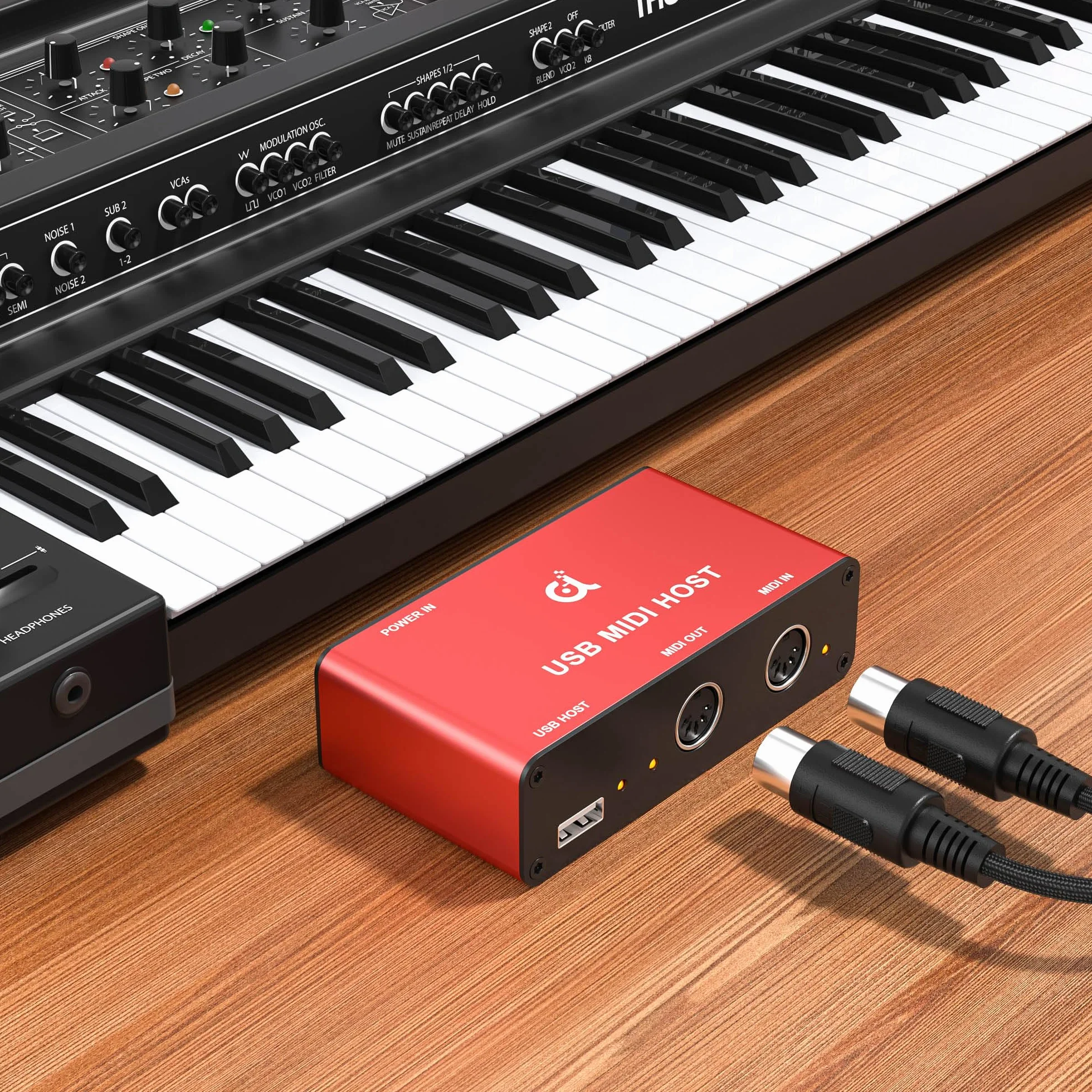 DigitalLife BridgeCore Serie | Eigenständige USB-MIDI-Host-Bridge Box, 1-In/1-Out, 5-Pin-DIN, LED, Metall – Für Anfänger, Studiomusiker & Live-Performer 【Rot, 1 Stück】
