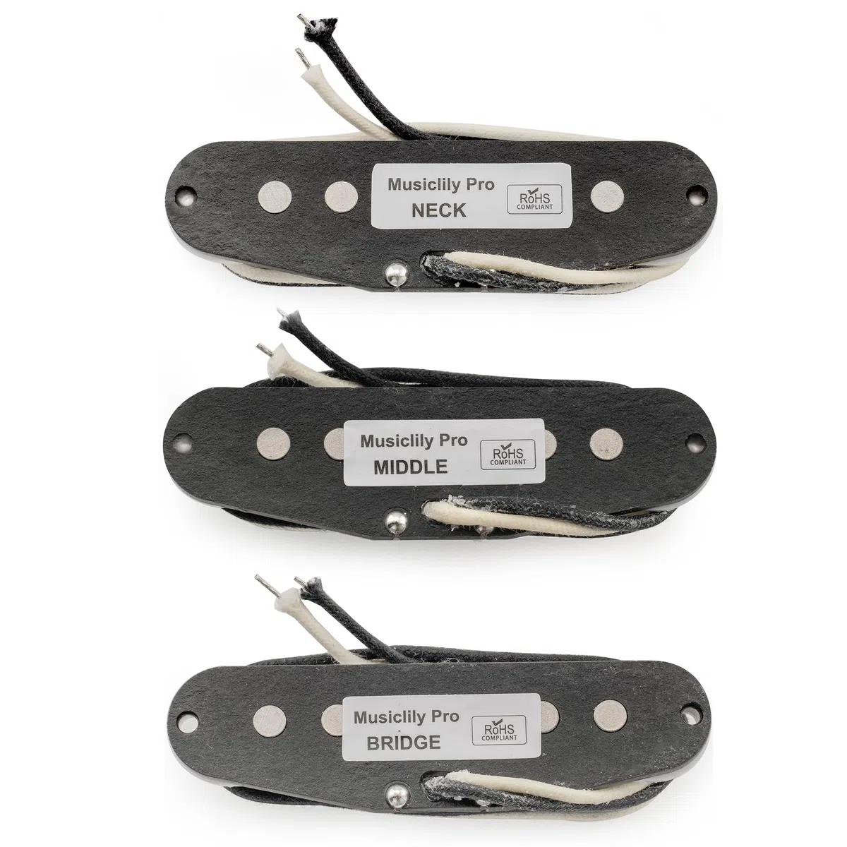 Musiclily Pro ST-50S Staggered Alnico 5 Single Coil Tonabnehmer Hals Mitte Steg Pickups Set für Strat Style E-Gitarre, Weiß