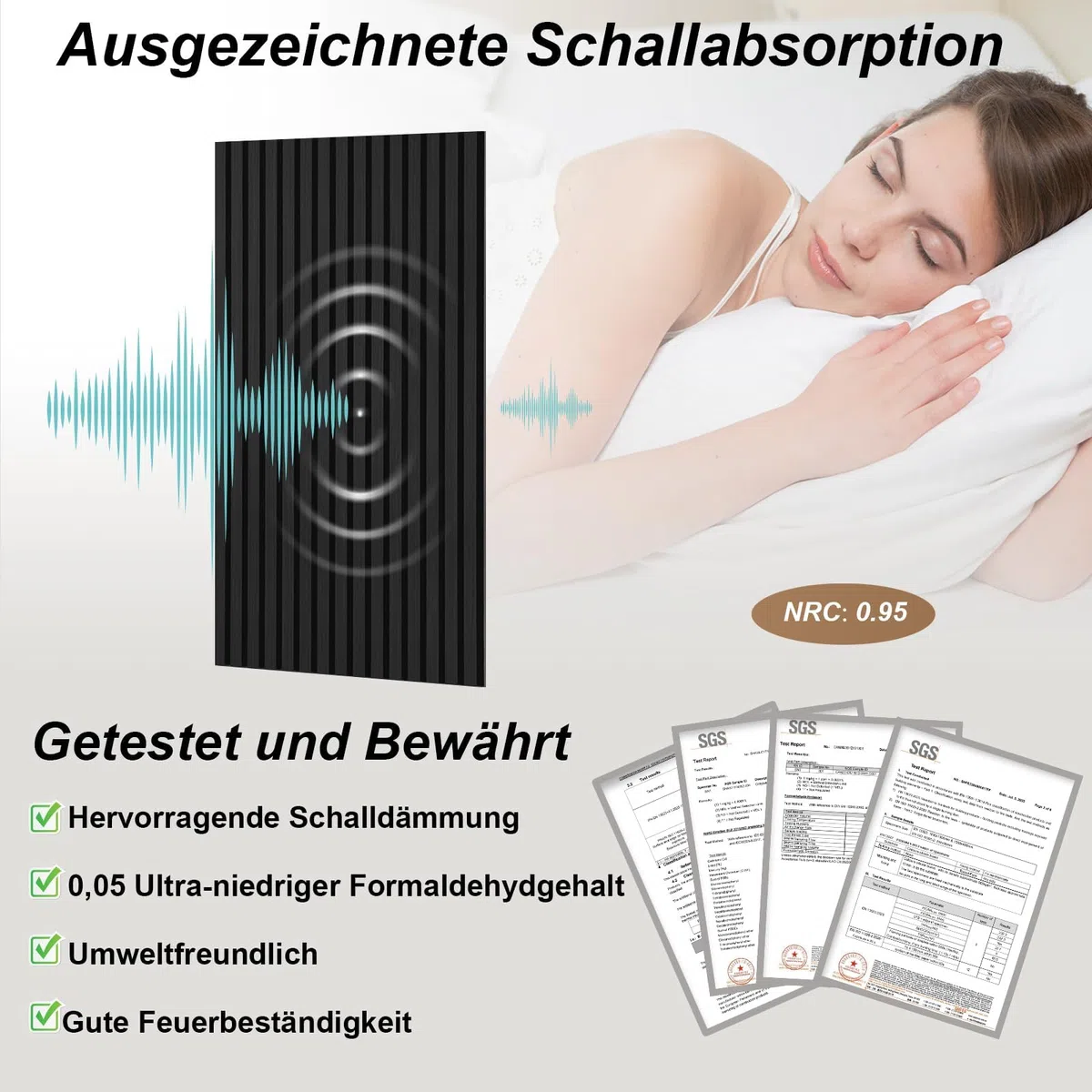 AKK-PANE Akustikpaneele Holz 240x60cm,1,44m² - Faltbar 3D Wandpaneele Holz, Akustik Paneele Wand für Küche, Wohnzimmer, Büro, Umweltfreundlich Holzpaneele Wand mit Schalldämpfung (Mirage Schwarz 22#)