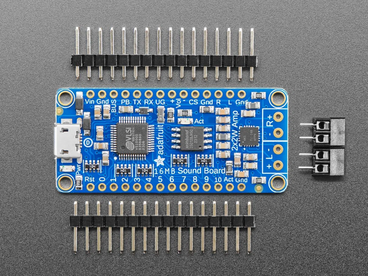 Adafruit Audio FX Sound Board + 2x2W Verstärker, WAV/OGG Trigger, 16MB, 2217