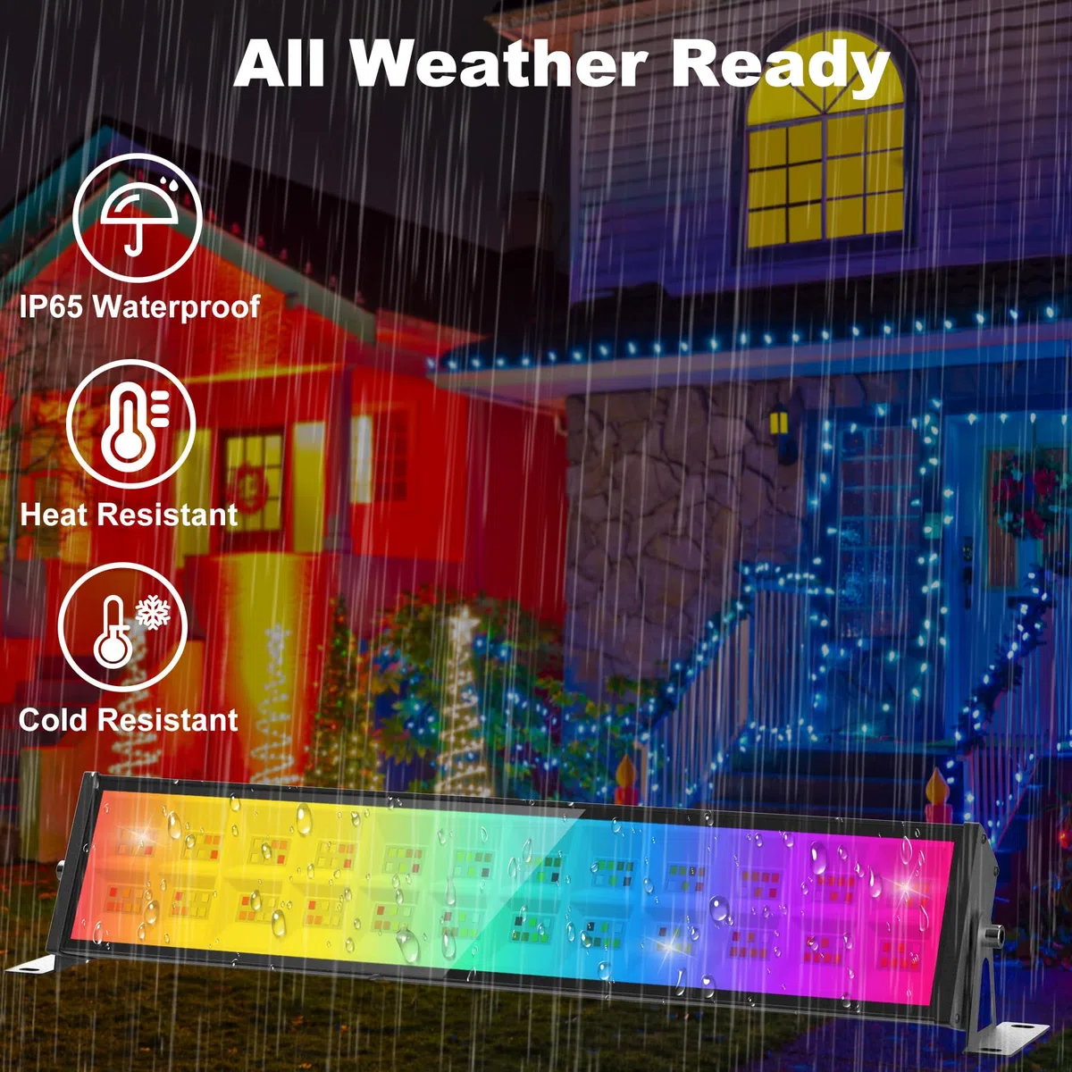 NATPOW RGB LED Strahler, 72W RGB Wallwasher Licht mit Fernbedienung und Bluetooth APP, 16 Millionen Farbe 20 Modi, IP65 Wasserdicht Dimmbar Partylitcht Lightbar für Bar, Disco Feiern Bühne, Hof, 2 Stk
