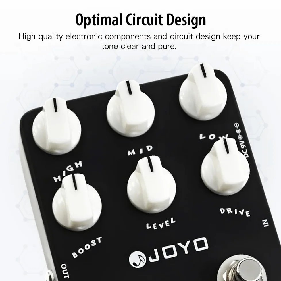 JOYO Extreme Metal Distortion Pedal mit 3-Band EQ und Low-Mid-High Gain Boost für E-Gitarre (JF-17)