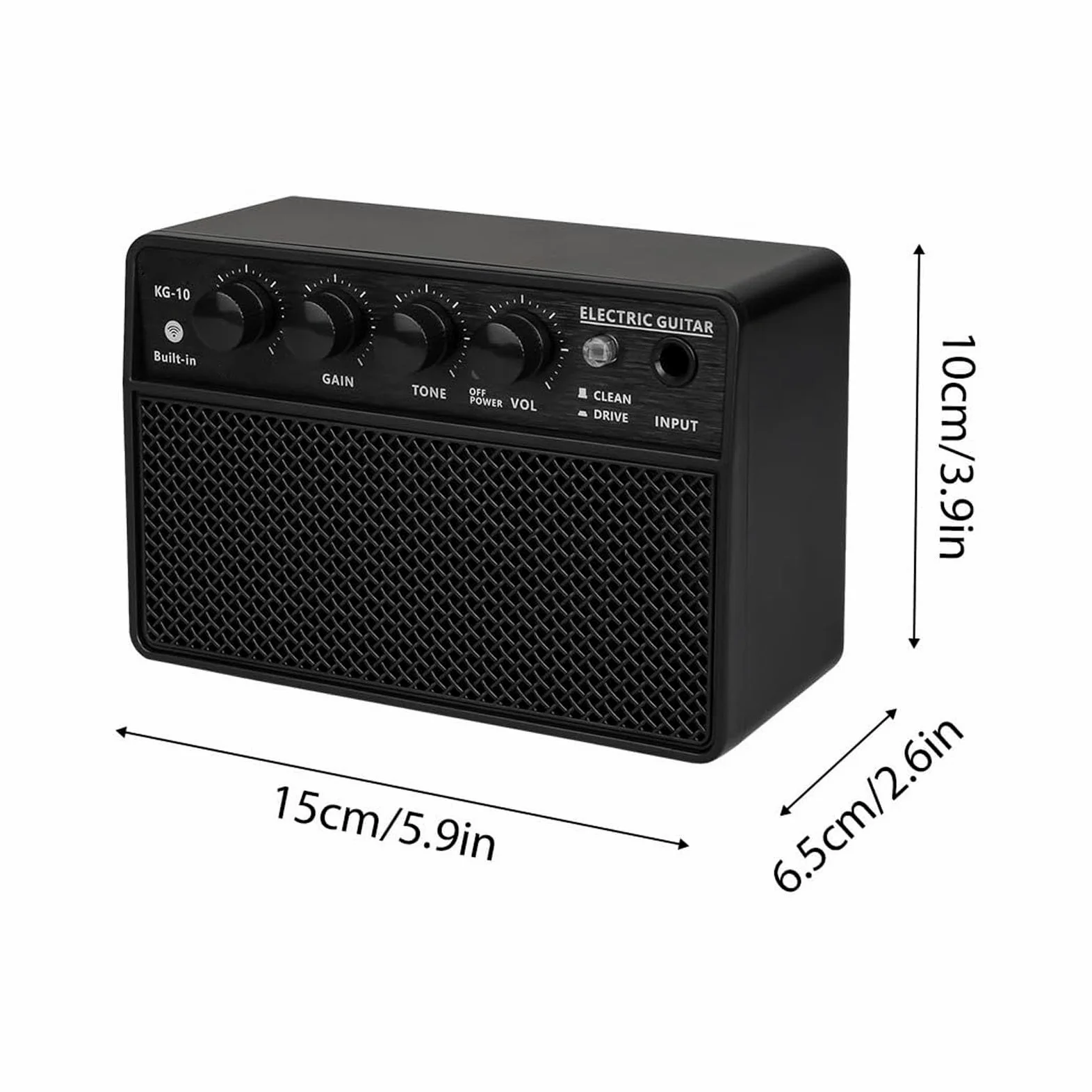 Mini Gitarrenverstärker, tragbar wiederaufladbar E-Gitarren Amp mit 6,35mm Eingang for Anfänger Profis tägliche Übung iOS Android Geräte