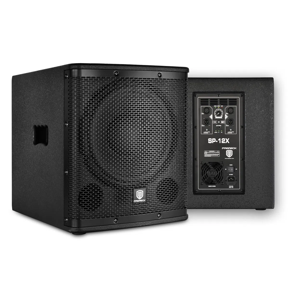 PRORECK SP-12X Aktiver PA-DJ-Subwoofer 12 Zoll 1000W PMPO mit Class-D-Verstärker, 3 DSP-Voreinstellungen (Monitor/Bassverstärkung), Schwarz für Hochzeiten/Partys/Konzerte/Kirchen (1 Subwoofer)