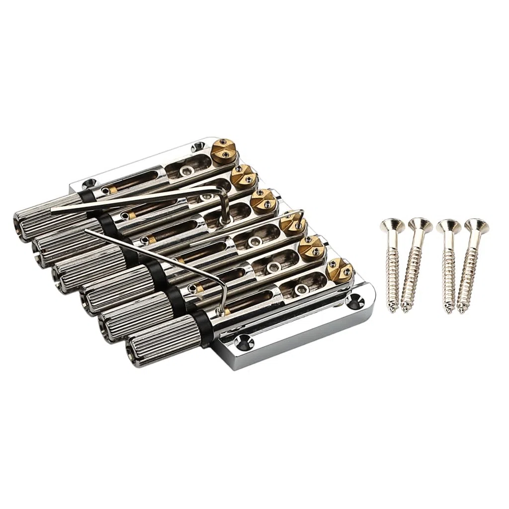 6-Saiter Sattel Headless Gitarrenbrücke für Headless Gitarrenzubehör Silber