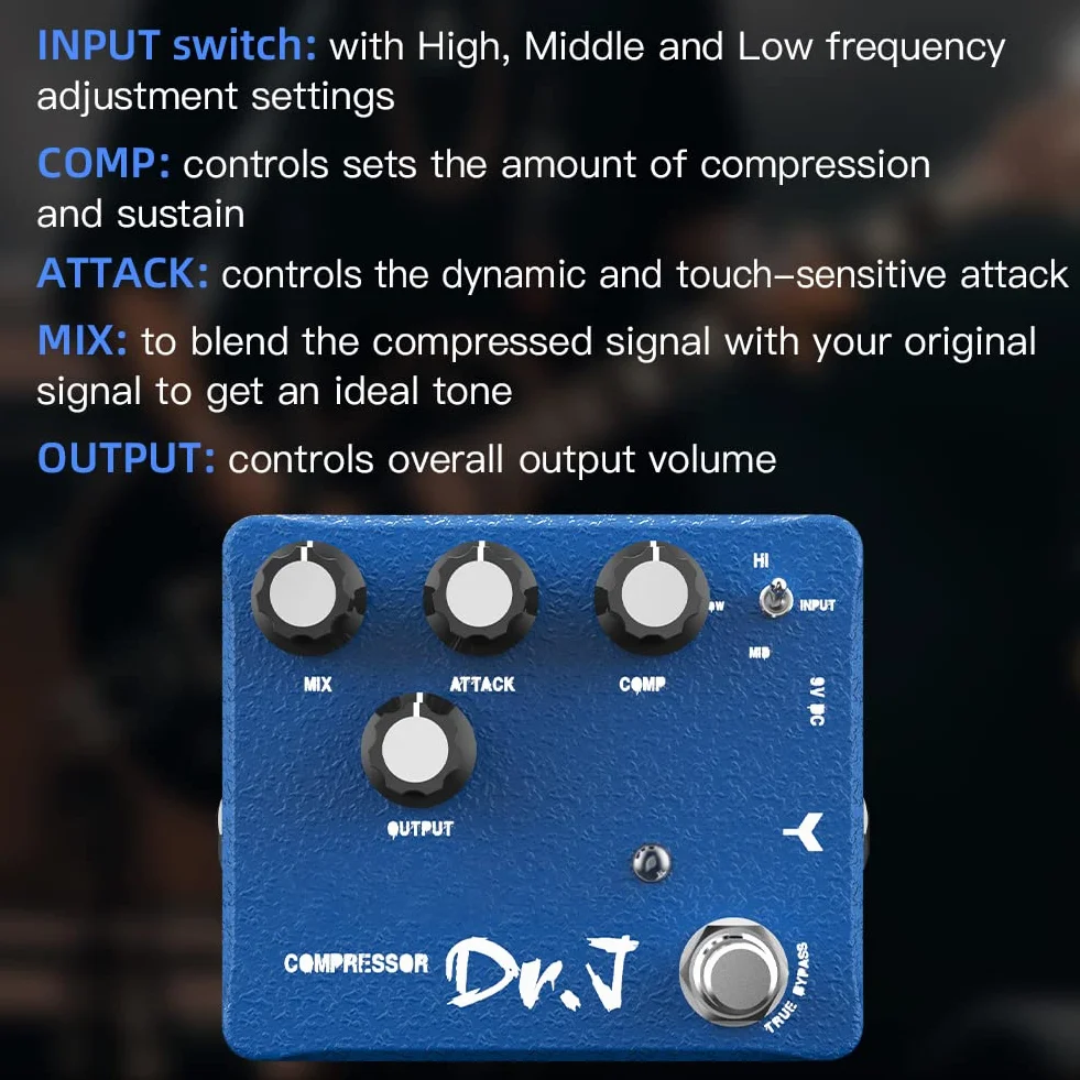 JOYO Kompressor & Clean-Boost-Pedal mit 3-Band-Equalizer für Gitarre - High-End Edition Dr.J Series (D55)
