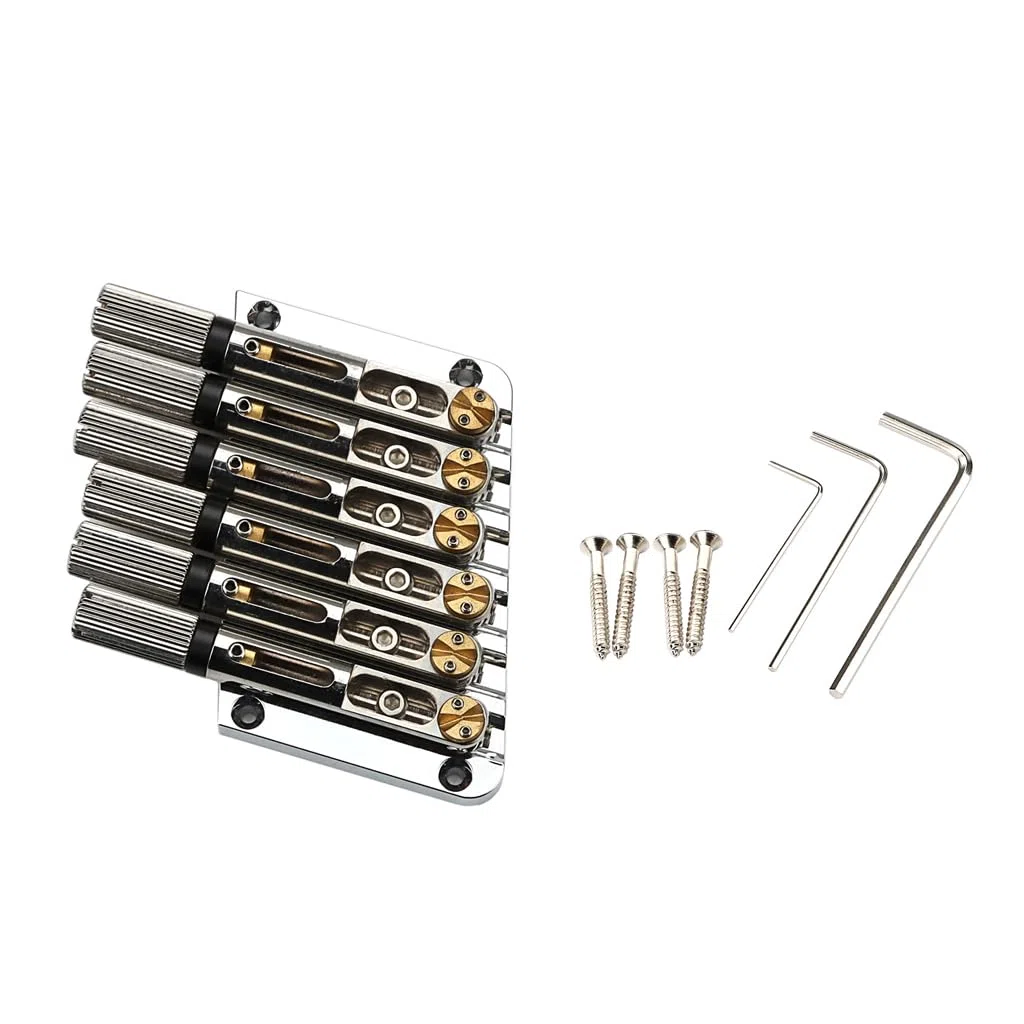 6-Saiter Sattel Headless Gitarrenbrücke für Headless Gitarrenzubehör Silber