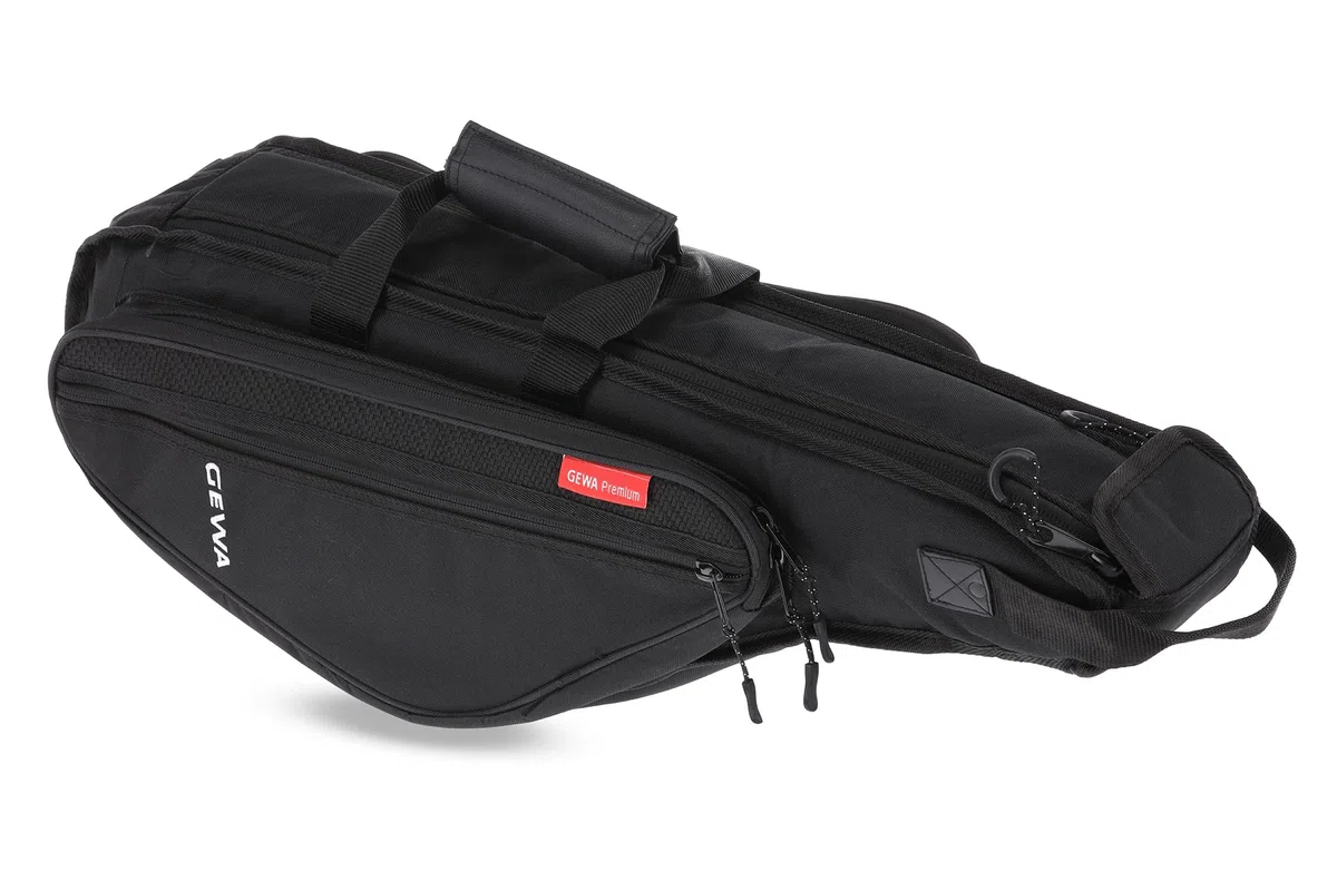 GEWA Premium Gig Bag/Tasche Alt Saxophon - Cordura 600 Denier - Reiß- und wasserfest - 30 mm Polsterung - S-Bogen Tasche - Zubehörtasche - verstellbare Rucksackgurte - Schwarz