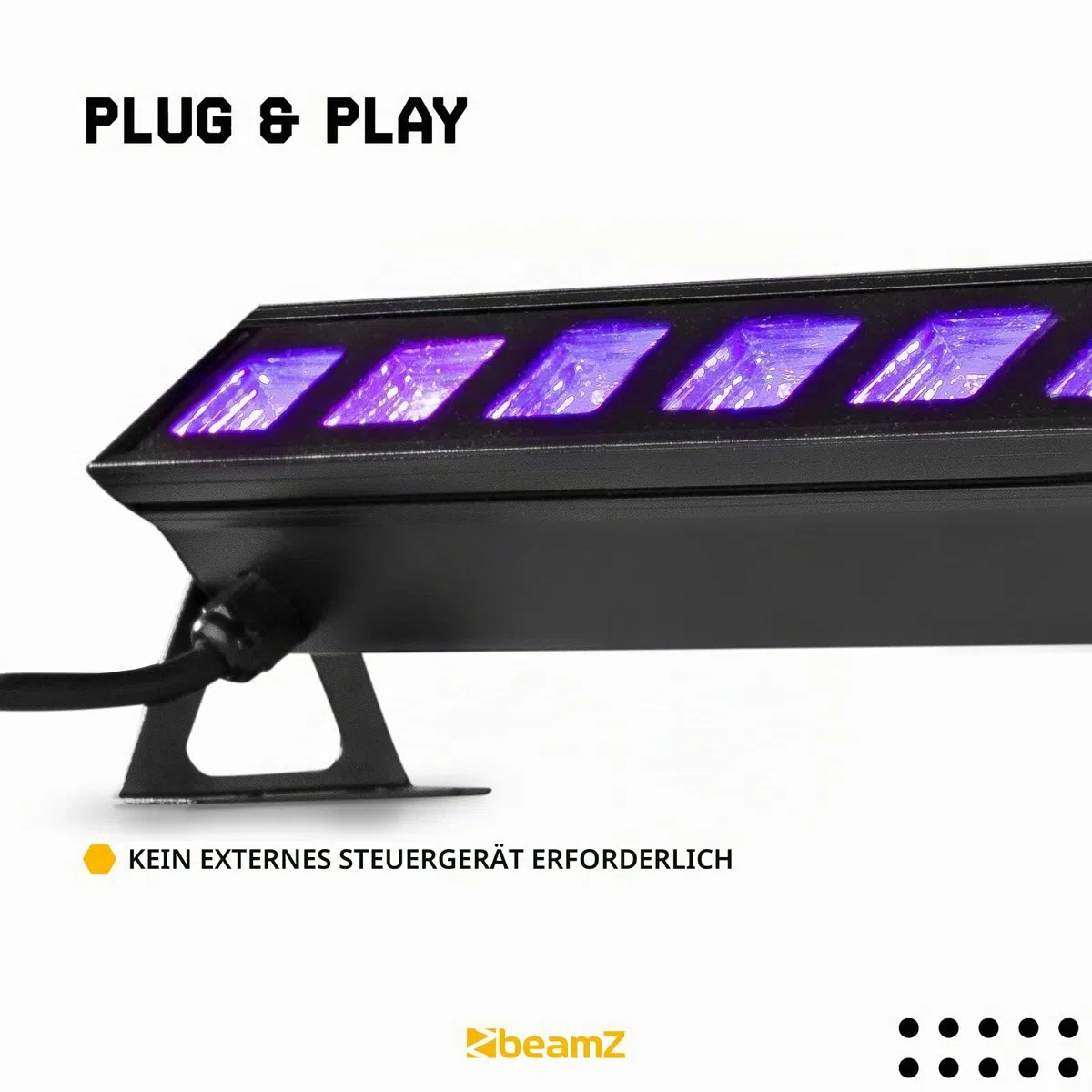 BeamZ BUV93 Schwarzlicht Lampe, hochwertiger UV Strahler, Röhre mit 9 x 3 Watt LEDs, UV Lampe mit parabolische Reflektor, Schwarzlicht Strahler, Blacklight, Schwarz