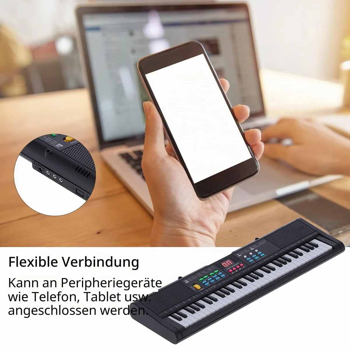 MQ6186 Keyboard Piano Portable 61 Tasten Elektronisches Digital Music Piano Multifunktional mit Mikrofon für Kinder Anfänger