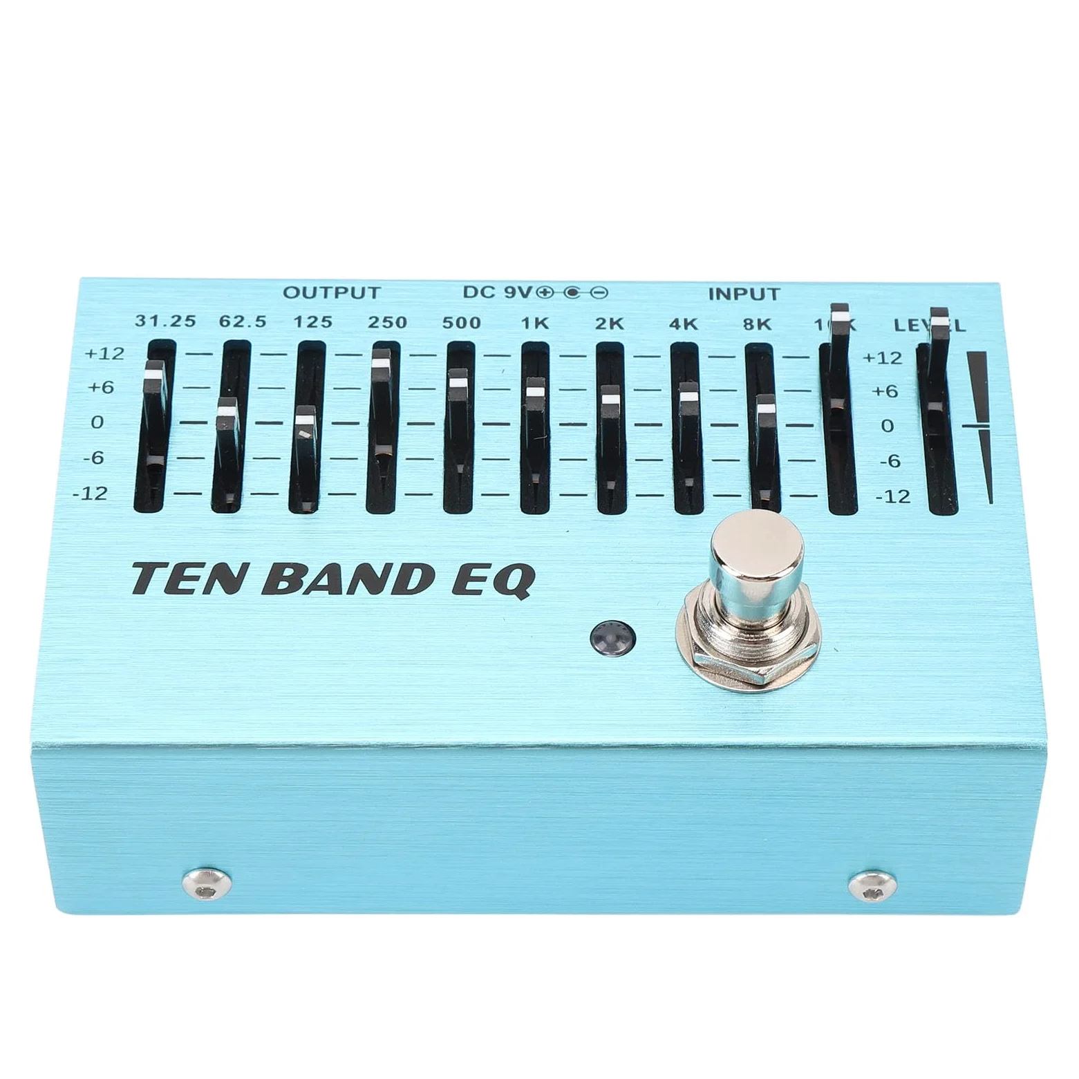 10 Band EQ EQ Pedal 10 Band EQ Single Block Gitarre Bass Mini Equalizer Effektpedal mit True Bypass Aluminium Körper Band Controller DC9V