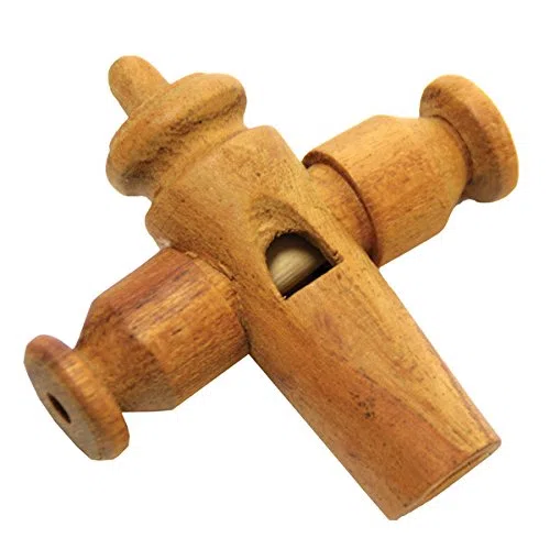 Sambapfeife aus Holz Trillerpfeife mit drei Löchern variierbar stabil klarer durchdringender Klang Samba Brasilien Percussion Weltmusik
