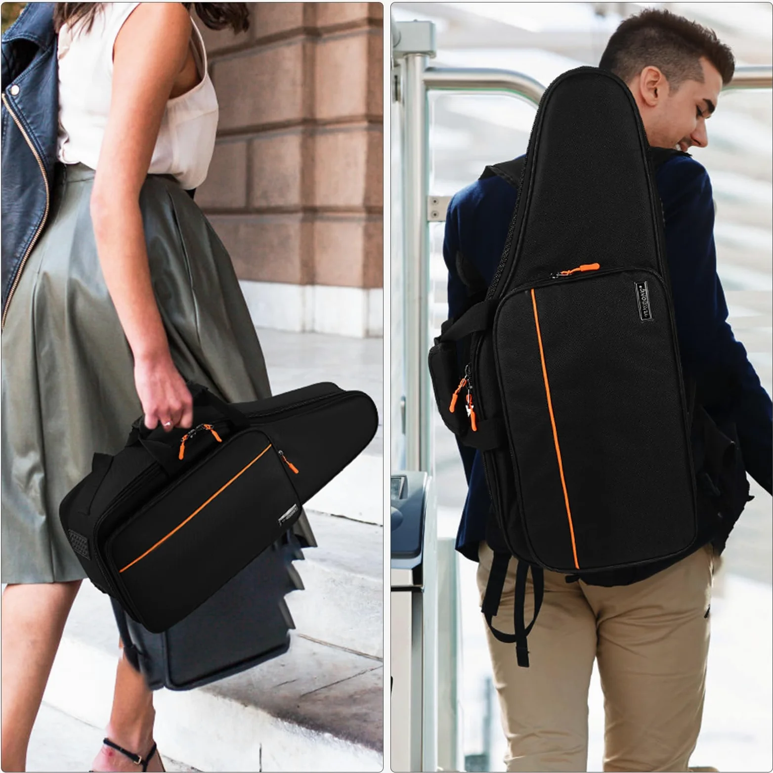 Vaguelly Altsaxophon Koffer Oxford Wasserdicht Saxophon Tasche Gigbag Rucksack mit 18mm Polsterung, Schultergurt, Außentasche, Saxophon Tragetasche Leichtkoffer, schwarz