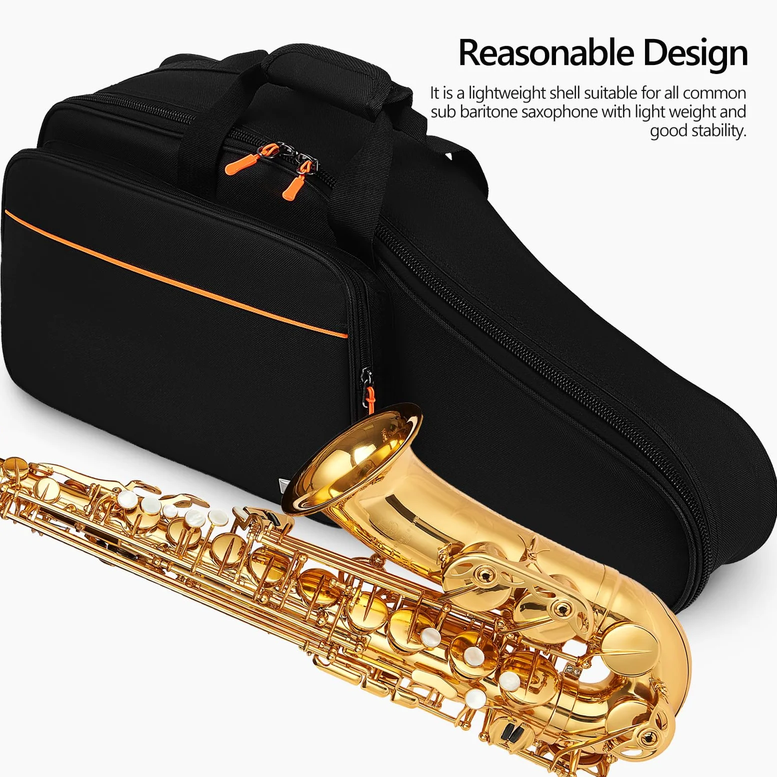 Vaguelly Altsaxophon Koffer Oxford Wasserdicht Saxophon Tasche Gigbag Rucksack mit 18mm Polsterung, Schultergurt, Außentasche, Saxophon Tragetasche Leichtkoffer, schwarz