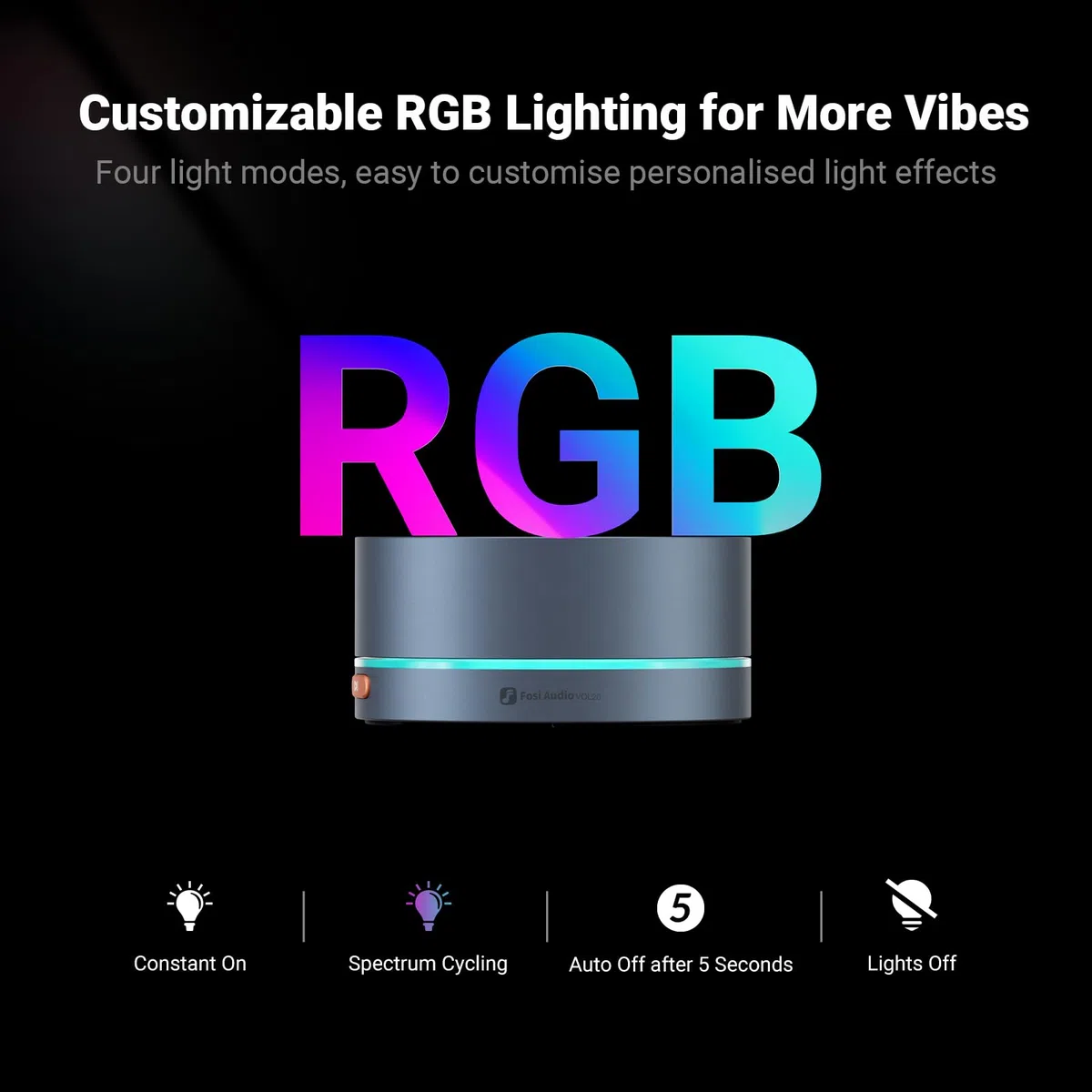 Fosi Audio VOL20 Bluetooth Lautstärkeregler, USB Multimedia Controller für PC/Gaming/Home Audio/Schreibtisch, RGB-Beleuchtungsanpassung Multifunktionstaste mit Einstellung