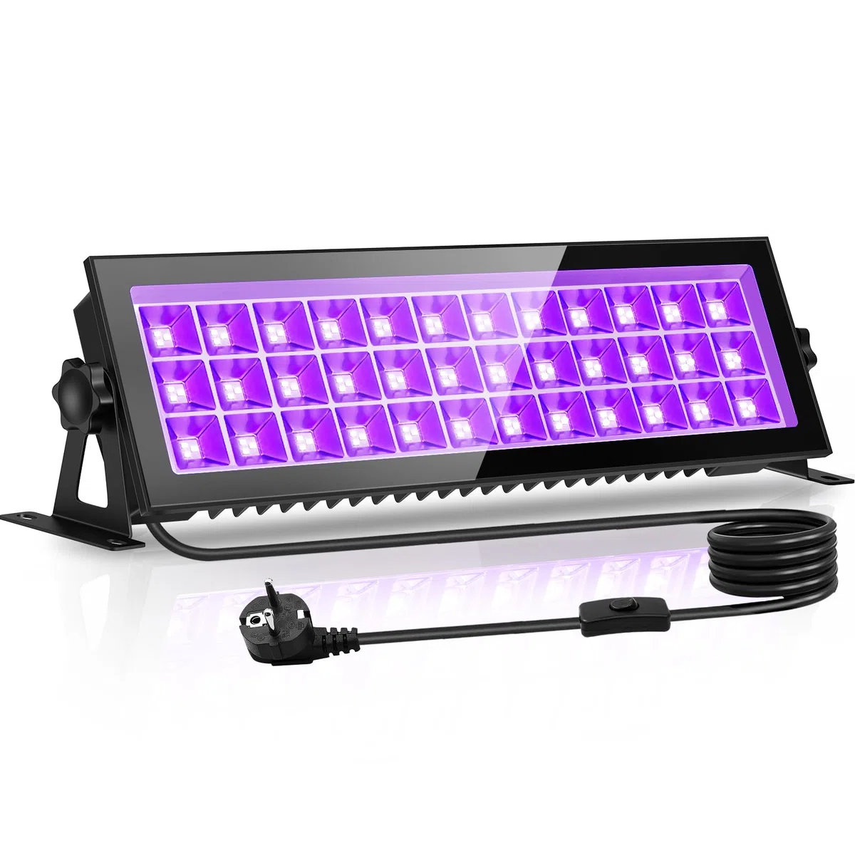 100W Schwarzlicht LED, UV Schwarzlichtlampe mit Stecker IP66 Wasserdicht UV Strahler Außen, Fluoreszenz Blacklight Partylicht mit Schalter für Halloween Aquarium Bar Neonfarben Disco