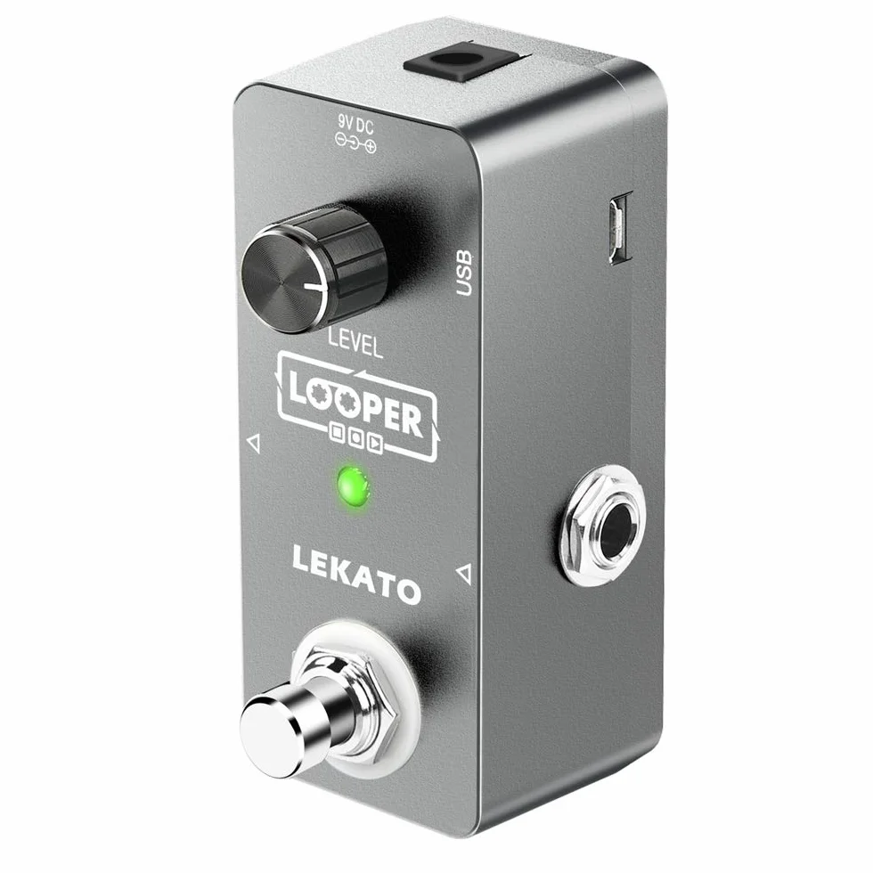 LEKATO Looper-Pedal,Gitarren-Looper-Effekt-Pedal Loop-Pedal Unlimited Overdubs Loop-Station 5 Minuten Looping-Zeit mit USB-Kabel für Gitarren-Bass