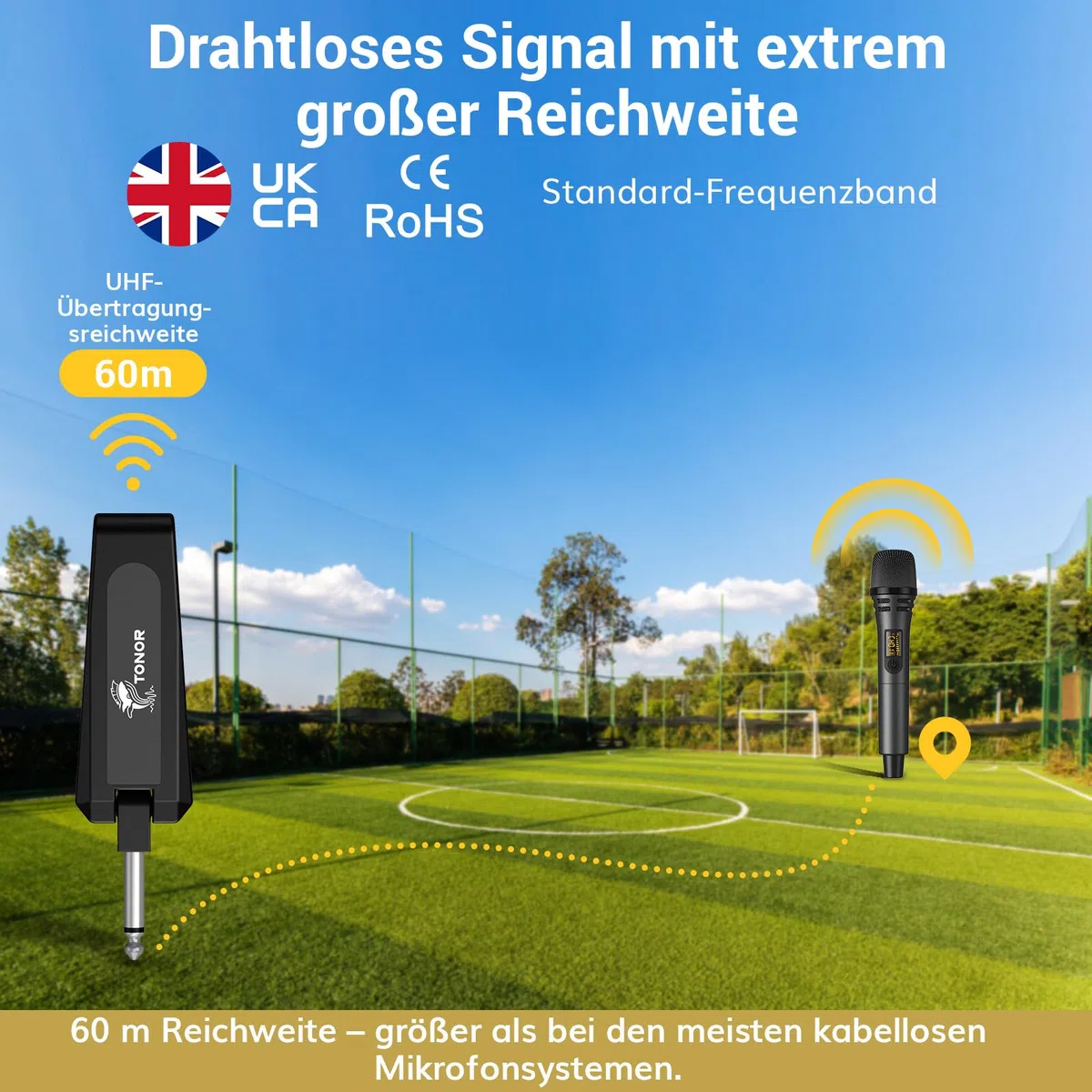 TONOR Kabellose Mikrofone, UHF Duales Karaoke Mikrofon Set mit wiederaufladbarem Empfänger, Kabelloses dynamisches Mikrofon, 60 m Mikrofon-Set für Singen, Hochzeiten, Party, Ansprachen TW320 Grau
