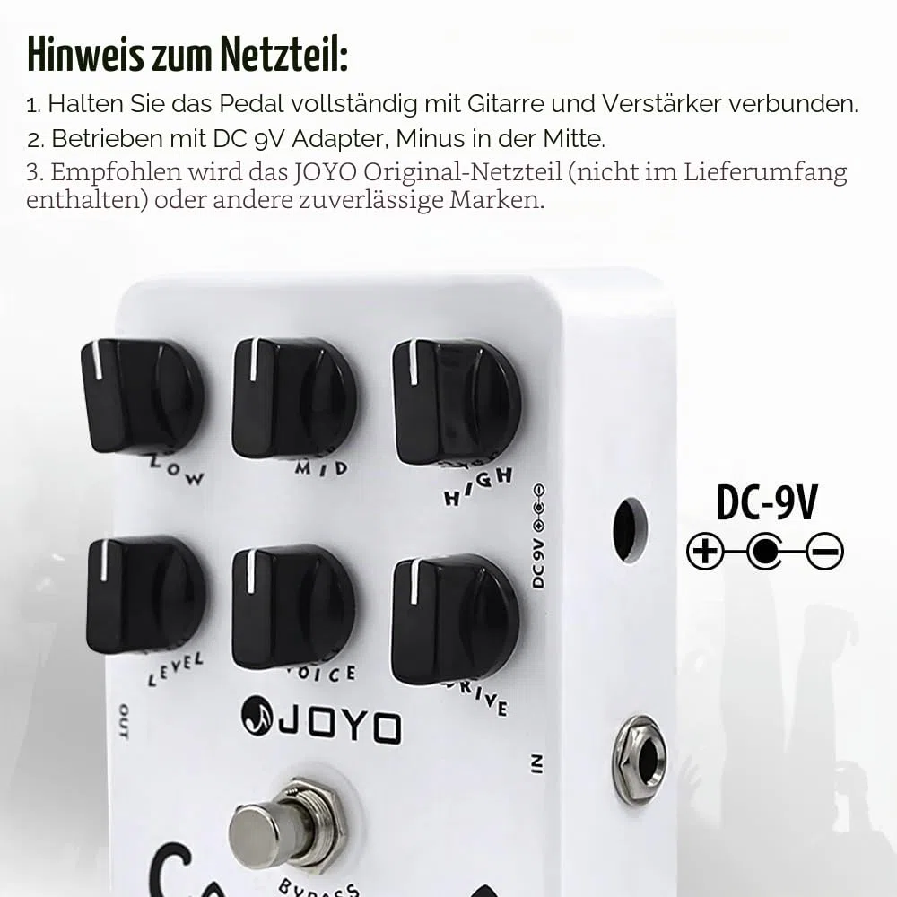JOYO California Sound Overdrive Distortion Amp Simulator Pedal für Rock-Töne von OD bis Dist (JF-15)