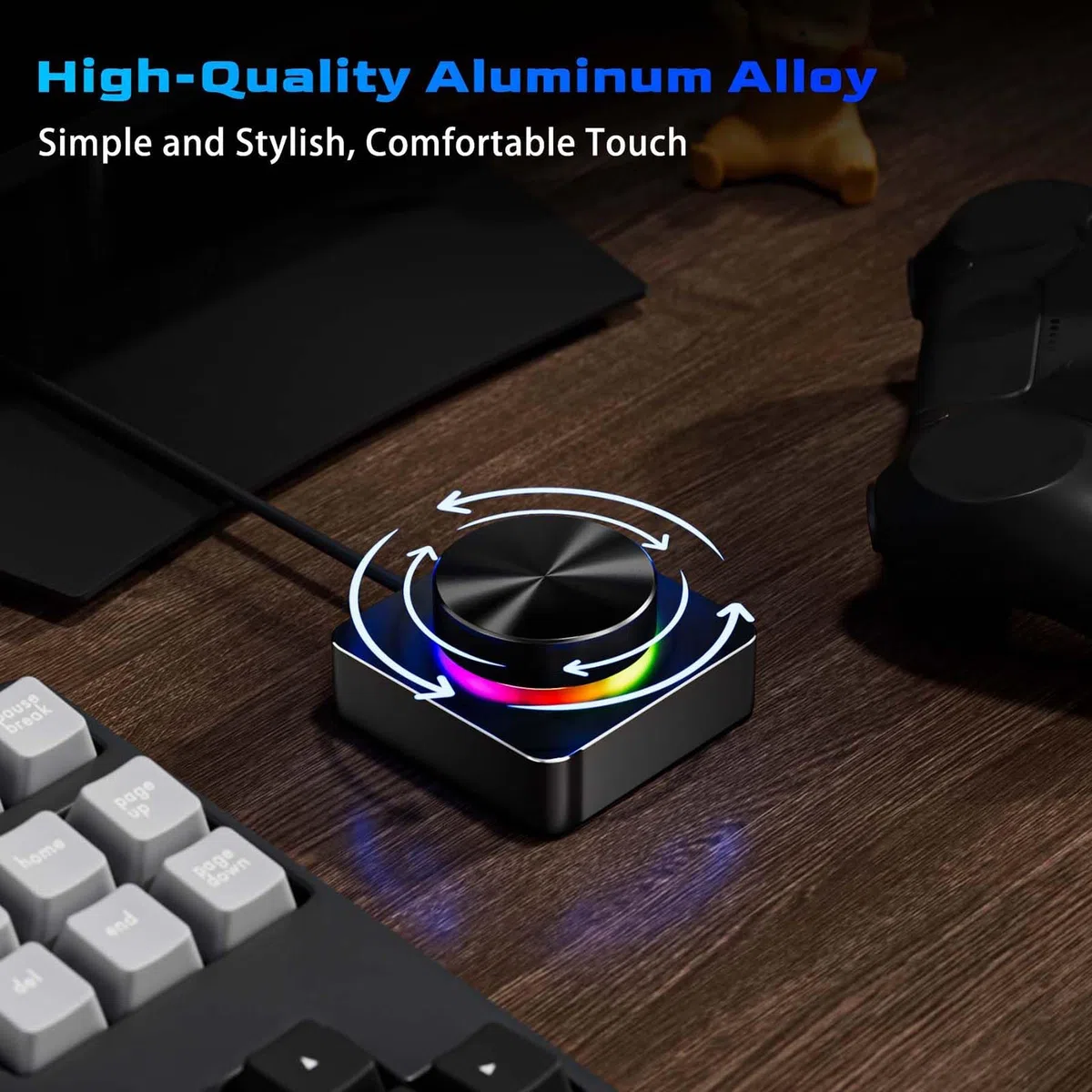Docooler RGB Volume Control Knob USB+BT+2.4G Three Modes Multimedia Controller for PC/Gaming