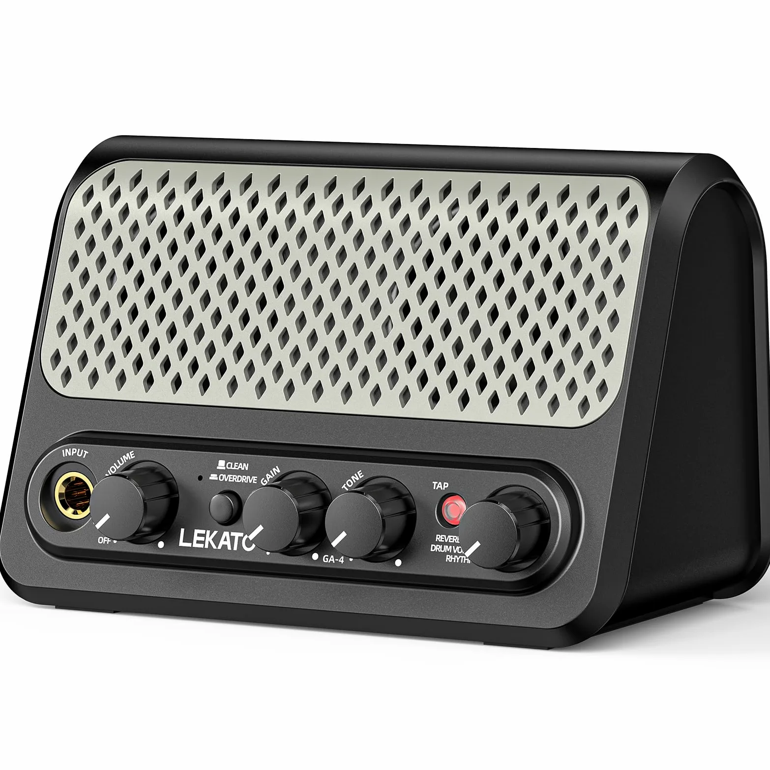 LEKATO Mini-Gitarrenverstärker mit integrierter Drum-Machine – 10 W tragbarer E-Gitarrenverstärker, Clean/Overdrive, 30 Rhythmen, Bluetooth, Kopfhörerausgang, 7 Stunden Akkulaufzeit, Typ-C-Aufladung