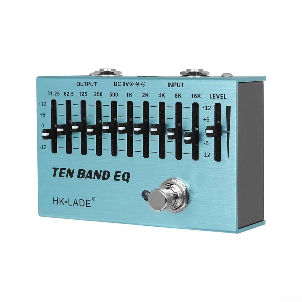 10-Band Equalizer Gitarre Effektpedal, True Bypass Einstellbares EQ Pedal für 4 oder 5 Saiten Bass Gitarren und 6 oder 7 Saiten E-Gitarren