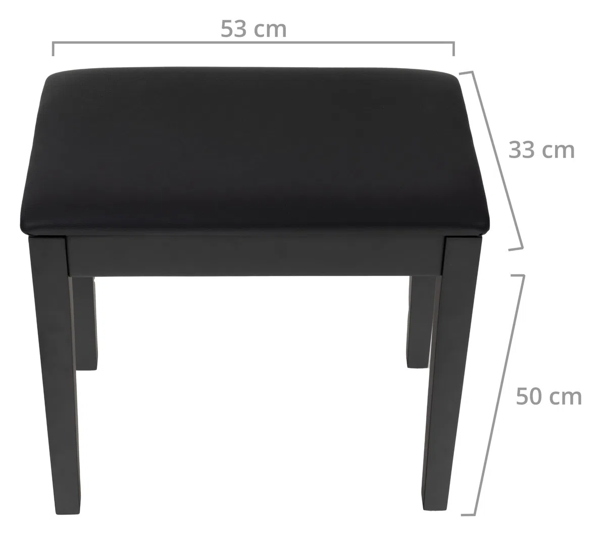 Classic Cantabile Pianobank Modell S - Stabiler Klavierhocker - Schwarze Sitzfläche aus Kunstleder - Ablagefach unter der Sitzfläche - Massive Holzkonstruktion - Schwarz Matt