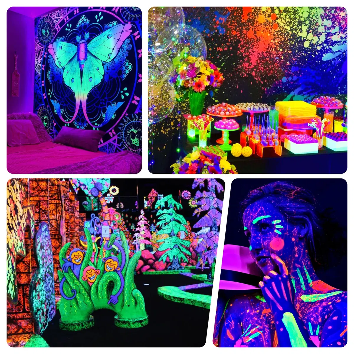 100W LED UV Schwarzlicht Strahler, IP66 Wasserdicht, 395-400nm UV-Lampe mit Schalter,Schwarzlichtlampe, für Bühne, Bar, Halloween, Neon Party & Körperbemalung (2 stücke)