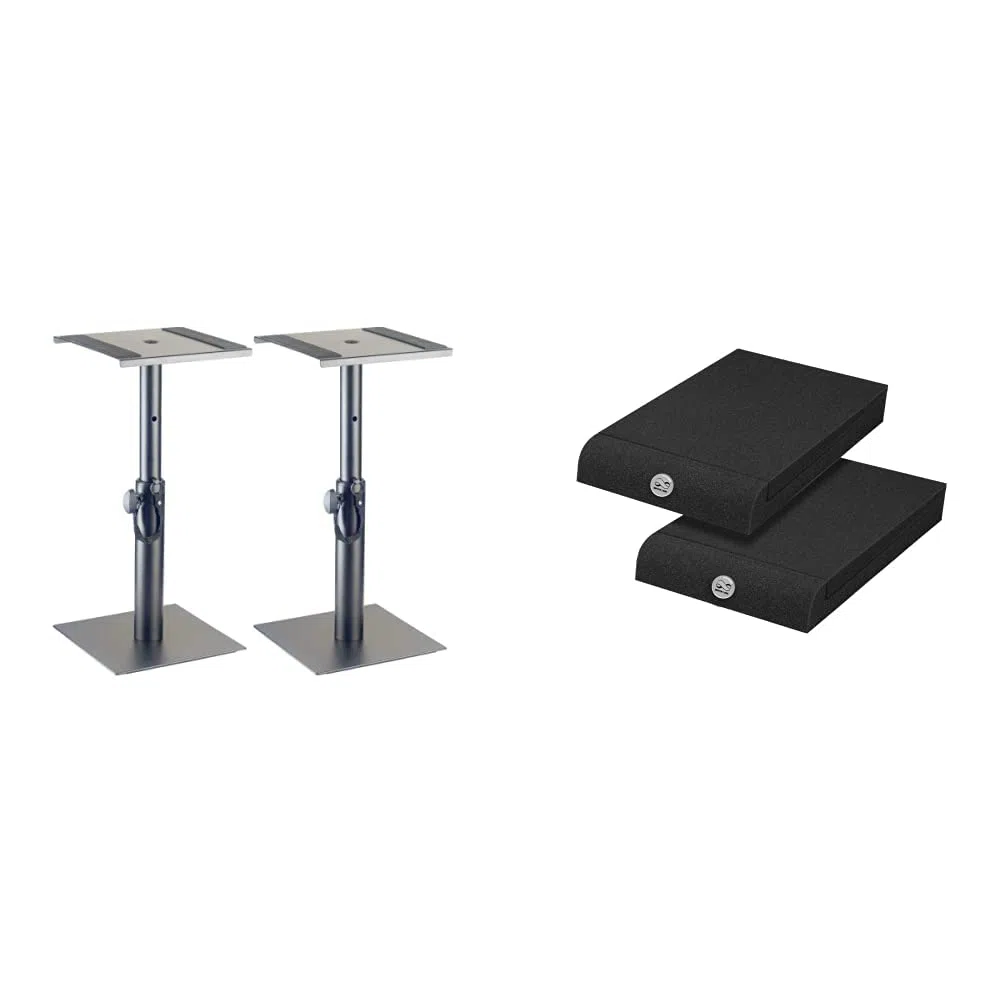 Stagg Table Top Monitor Speaker Stands (Pair) & Infitronic - INSMA1730-2er-Pack Studio Monitor Absorberplatte Isolationspads schaumstoffe (170x300mm)