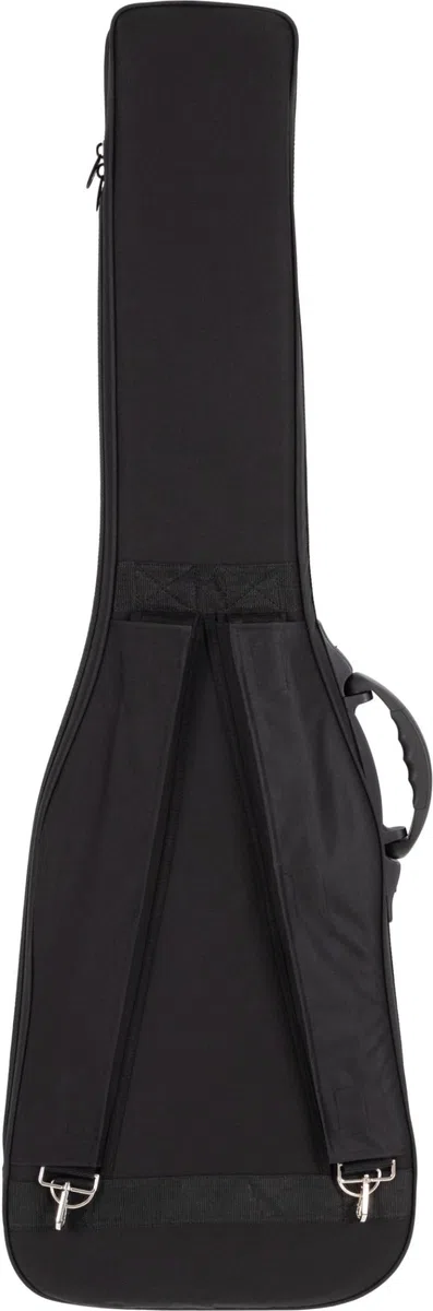 ROCKTILE EBSC-2124BK Softcase für E-Bass - Dick gepolsterter Gigbag - Verstellbare Halsstütze - DREI große Außentaschen - Schützt vor Feuchtigkeit & Staub - versenkbare Rucksackgarnitur - Schwarz