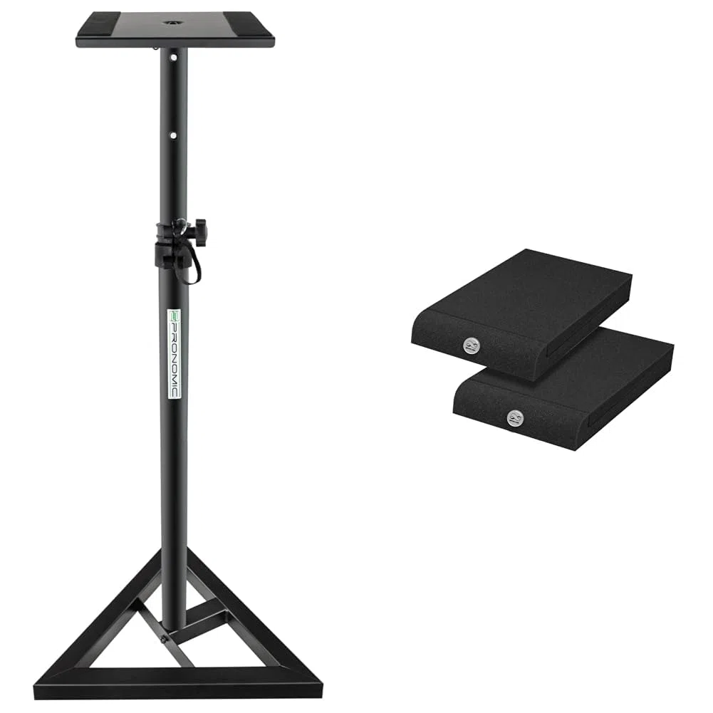 Pronomic SLS-10 Stativ für Studio Monitor Ständer & Infitronic - INSMA1730-2er-Pack Studio Monitor Absorberplatte Isolationspads schaumstoffe schwarz (170x300mm)