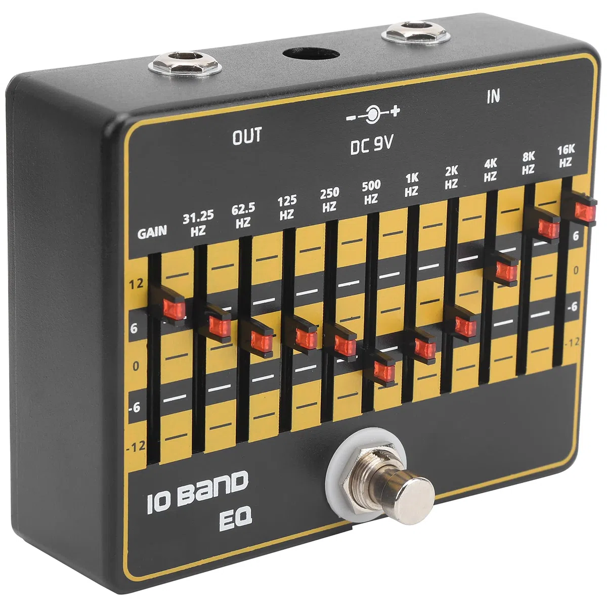 10-Band-Equalizer für E-Gitarre mit True Bypass, Lautlos, Anpassbaren Effekten, Metalldesign