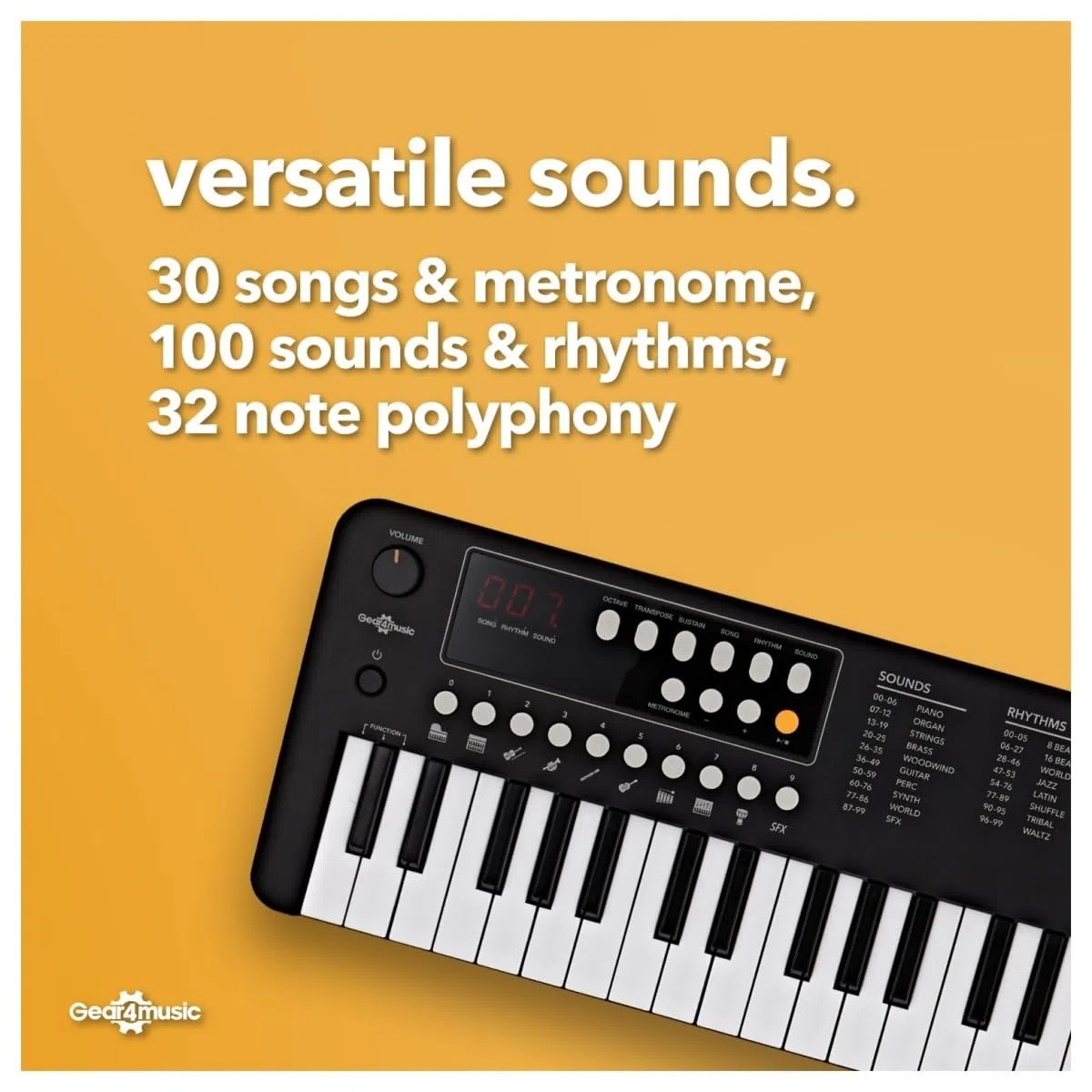 VISIONKEY-1 Tragbares Mini-Keyboard Piano mit 37 Tasten für Kinder und Anfänger, USB-C Schwarz