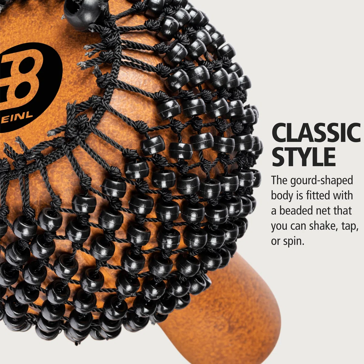 Meinl Percussion Fiberglas Cabasa Instrument - Schüttelinstrument mit Perlenkette - Einstellbares Netz - Fiberglas, Braun (CA7BR)