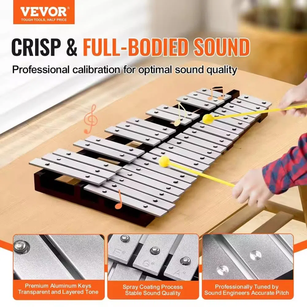 30 Noten Faltbares Glockenspiel Xylophon,Musikinstrument Holz Aluminum, Percussion Geeignetmit 2 Schlägeln & Tragetasche für Percussion Instrument Einsteiger und Musikschulen & Kirche