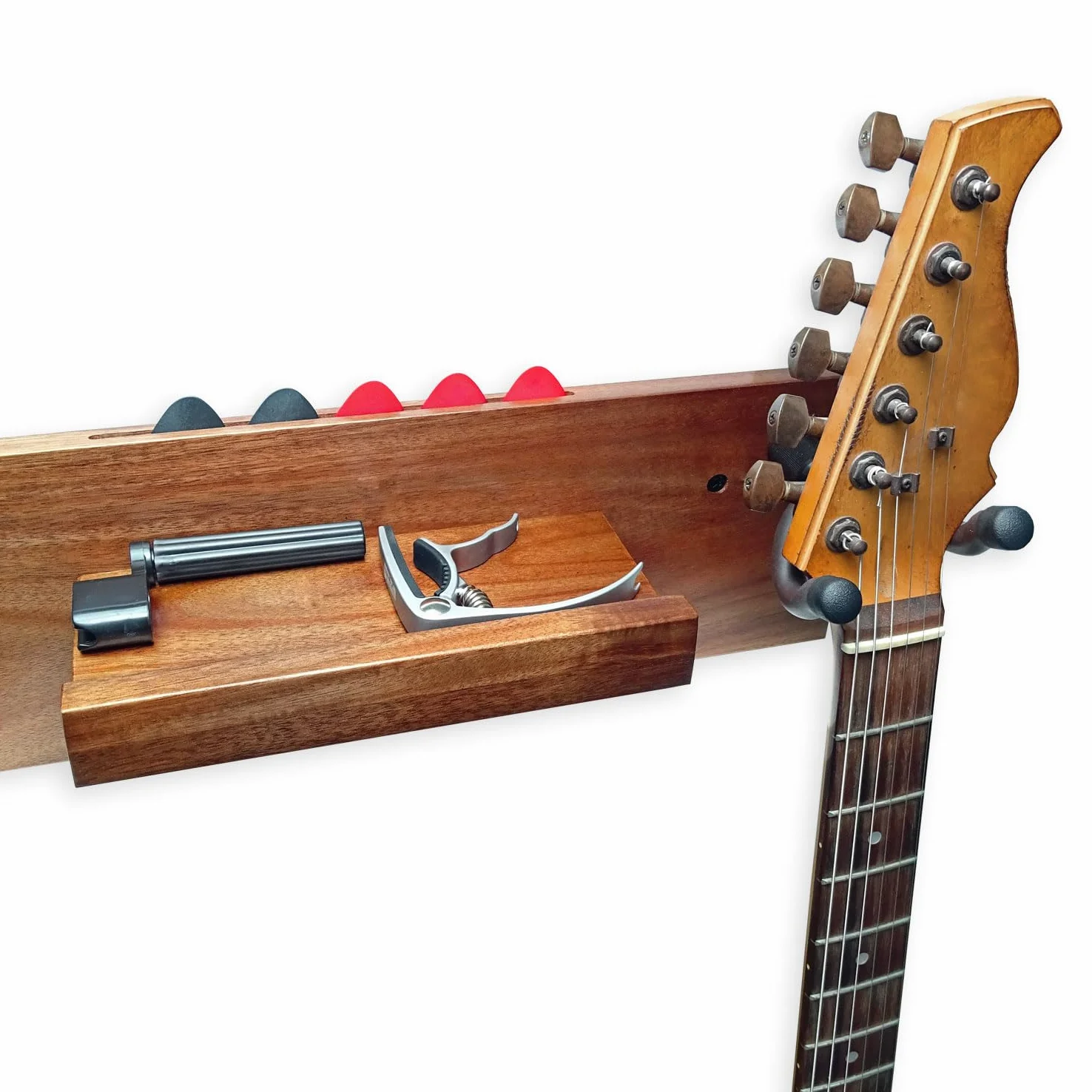 keepdrum GS039a Gitarrenhalter für die Wand aus Holz Wandhalterung für 2 Gitarren/Zubehör
