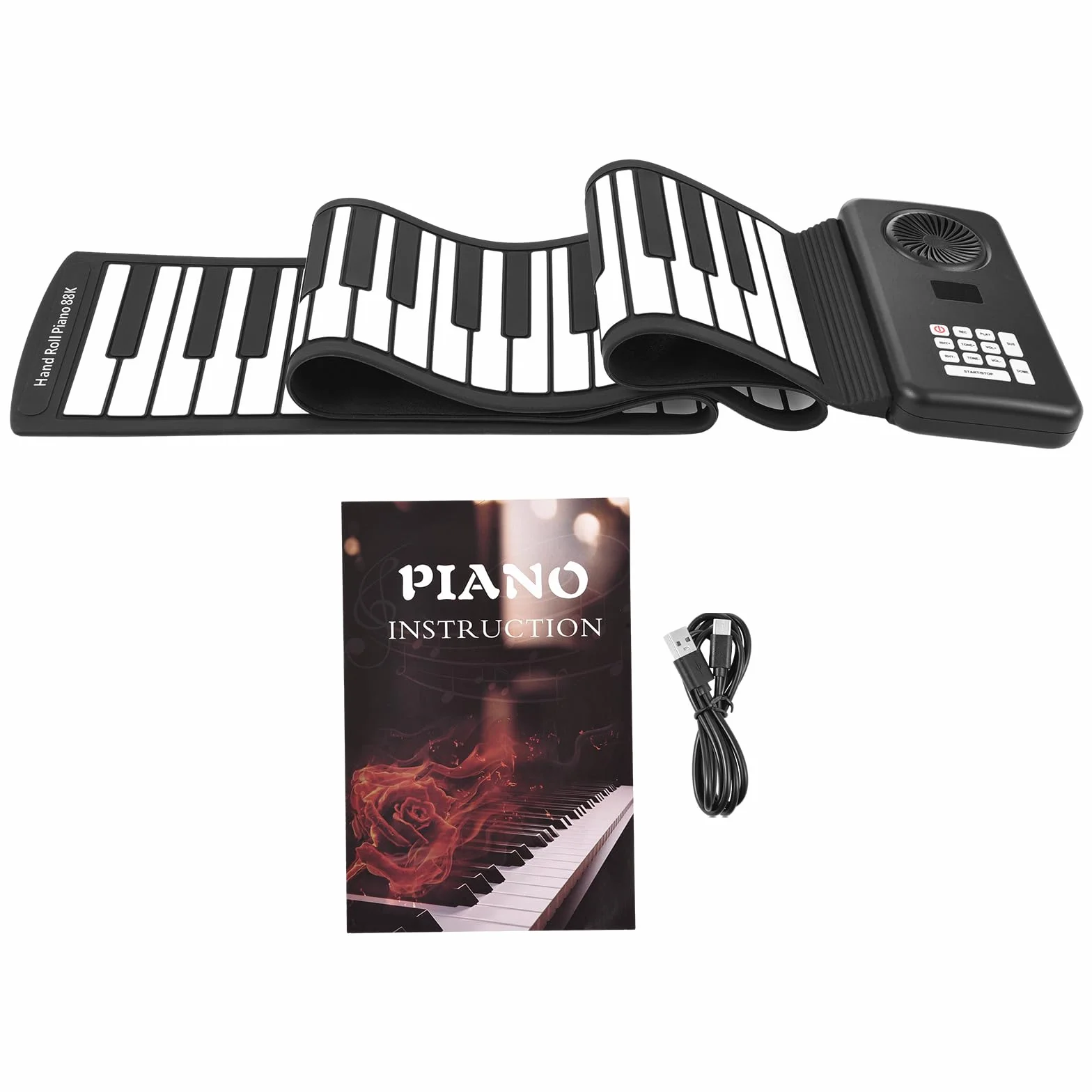 Rollpiano 88 Tasten Roll Up Piano Musik-Tastatur Klavier Unterstützt MIDI, Faltbar Pädagogische Elektronische Digitale Musik Klaviertastatur für Kinder Erwachsene Anfänger Geschenk