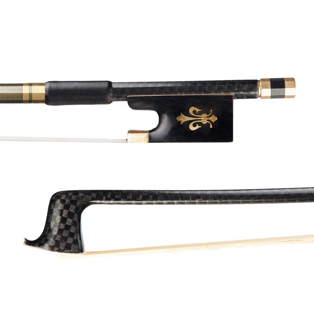 4/4 Violine Geigenbogen Kohlefaser Rundstab Ebenholz Frosch Schachtelhalm Haar gut ausbalanciert,Carbon Fiber Geigenbogen