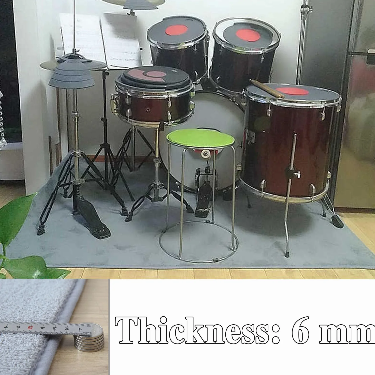 Drum Teppich 90 x 140 cm Professioneller Schlagzeugteppich Schallschutz Teppichmatte Trommel Teppiche Schalldichte Teppichpolster Antivibrationsmatten für Musikinstrumente Akustik Trommelteppich