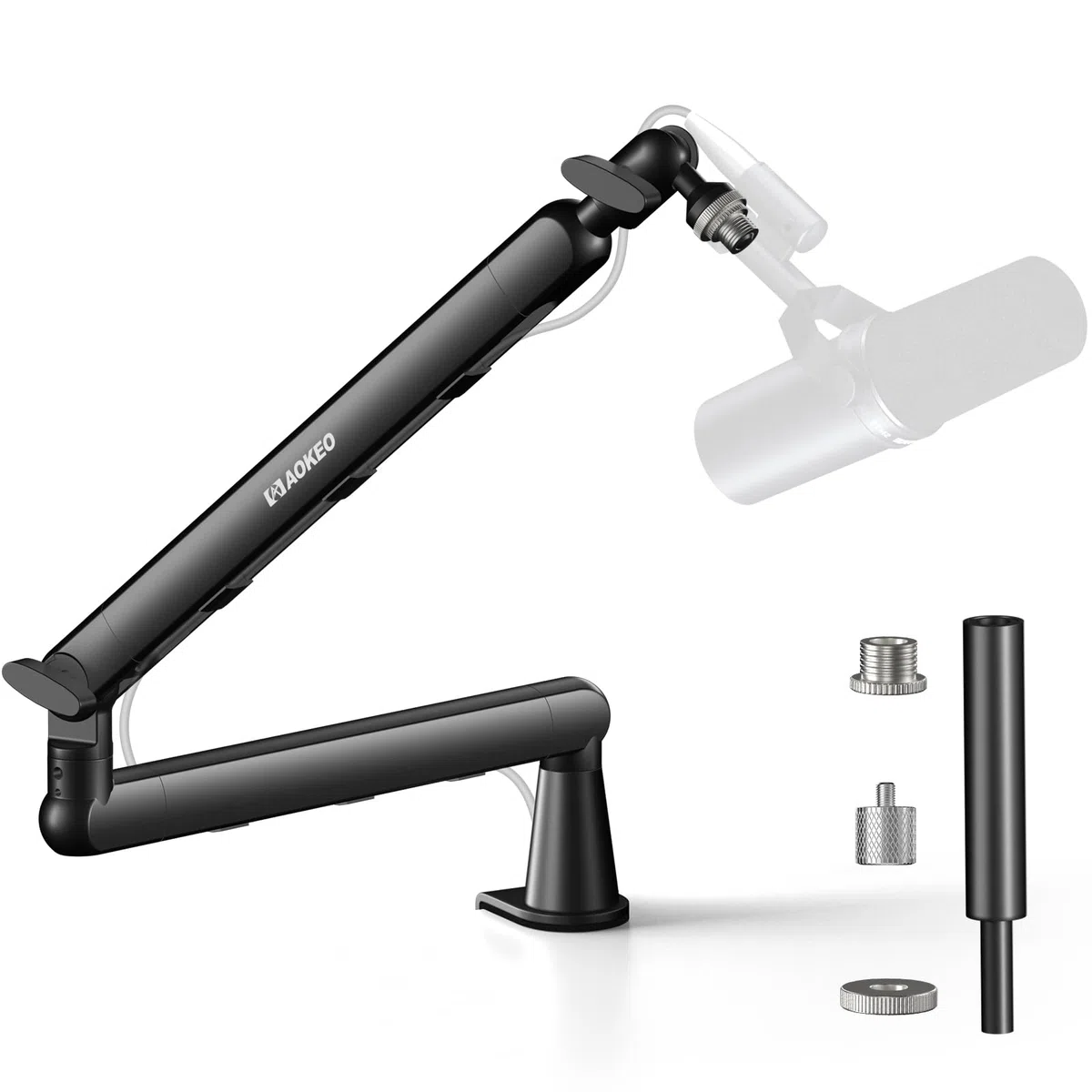 Mikrofon Arm,Aokeo AK-55 Niedriges Profil Mikrofon Ständer Arm für HyperX QuadCast,SoloCast,Elgato Wave,Shure SM7B,Blue Yeti,Blue Snowball,Broadcast,Studio Programm Aufnahme