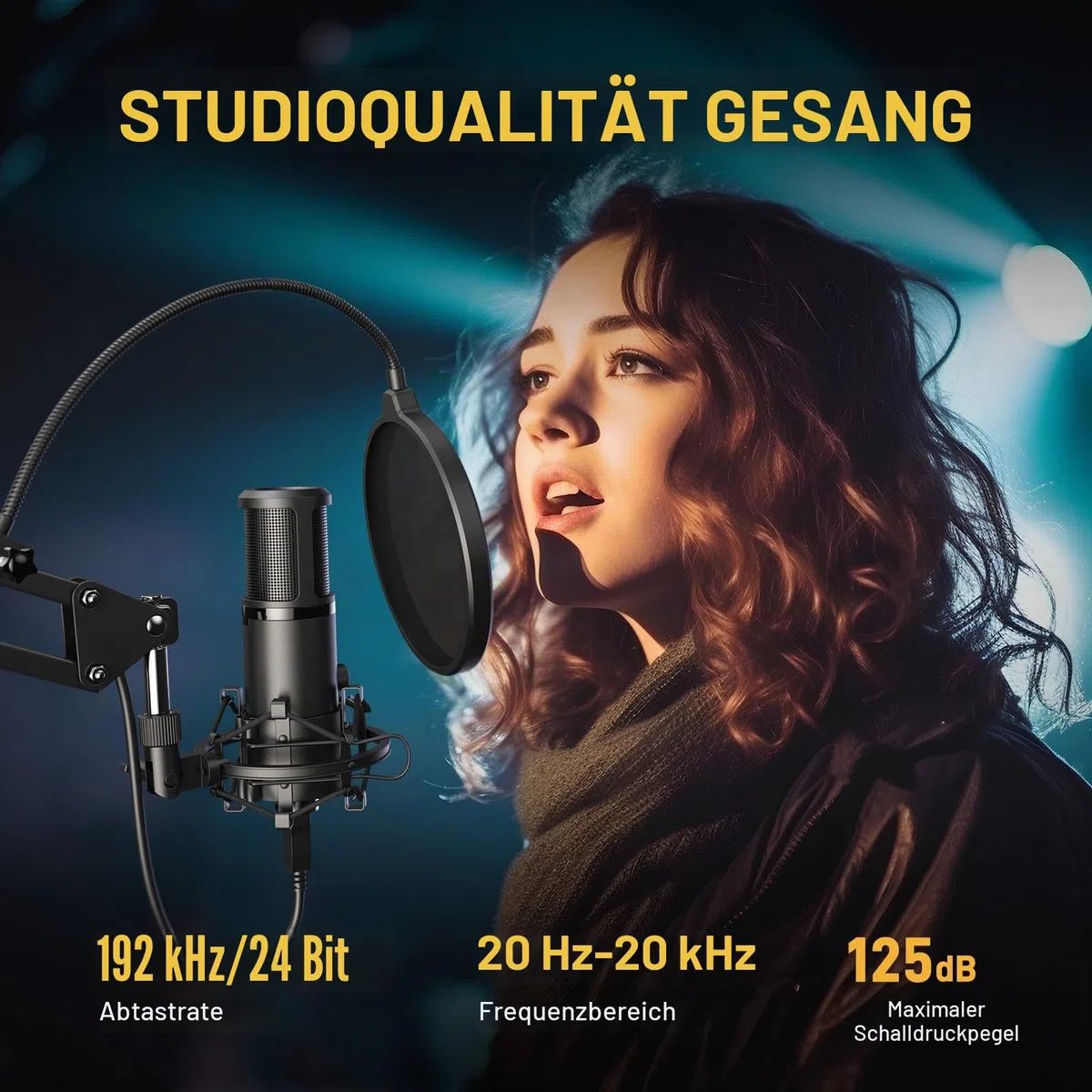 MAONO USB Mikrofon PC, Mikrofon mit Arm Streaming Mikrofon Kondensatormikrofon mit Mute Button, Popfilter, 192 KHZ/24BIT, Mikrophon für Gaming Podcast Aufnahme YouTube Twitch, für PS4/5, PM421