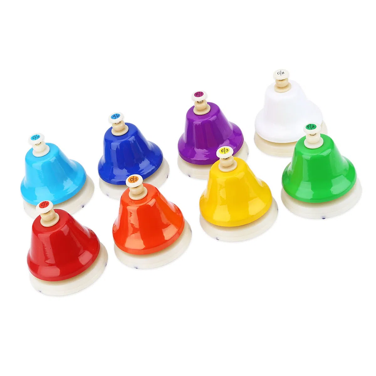 Buntes 8-Noten-Handglocken-Set – Entsprechende Noten- und Skalenposition für Einfaches Spielen – Gestimmt – Ideal für Musiklehre und -Lernen – Geeignet für Kindergärten und