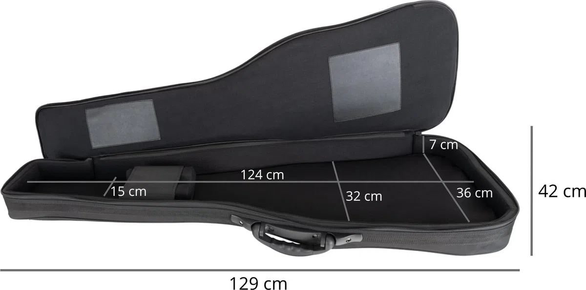 ROCKTILE EBSC-2124BK Softcase für E-Bass - Dick gepolsterter Gigbag - Verstellbare Halsstütze - DREI große Außentaschen - Schützt vor Feuchtigkeit & Staub - versenkbare Rucksackgarnitur - Schwarz