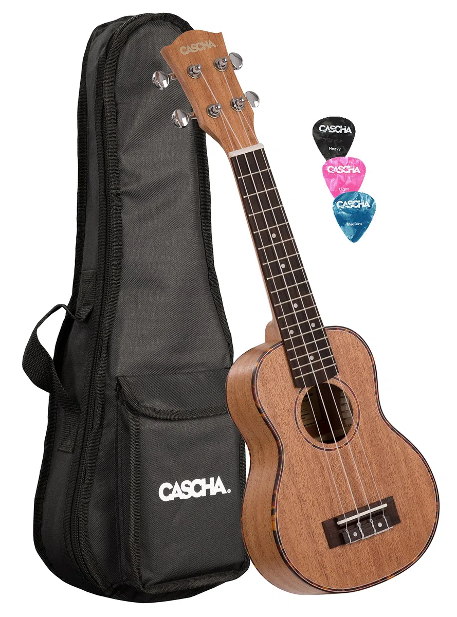 Cascha HH 2026 premium soprano ukulele with bag and plectrums