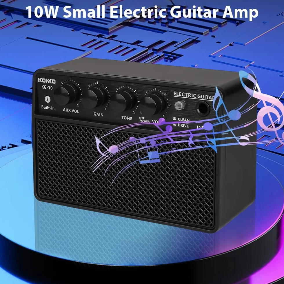 Mini-Gitarrenverstärker 10 Watt Batterieverstärker tragbarer wiederaufladbarer Gitarre Amp Gitarren-Übungsverstärker, Schwarz, Plug-and-Play für das Tägliche Üben
