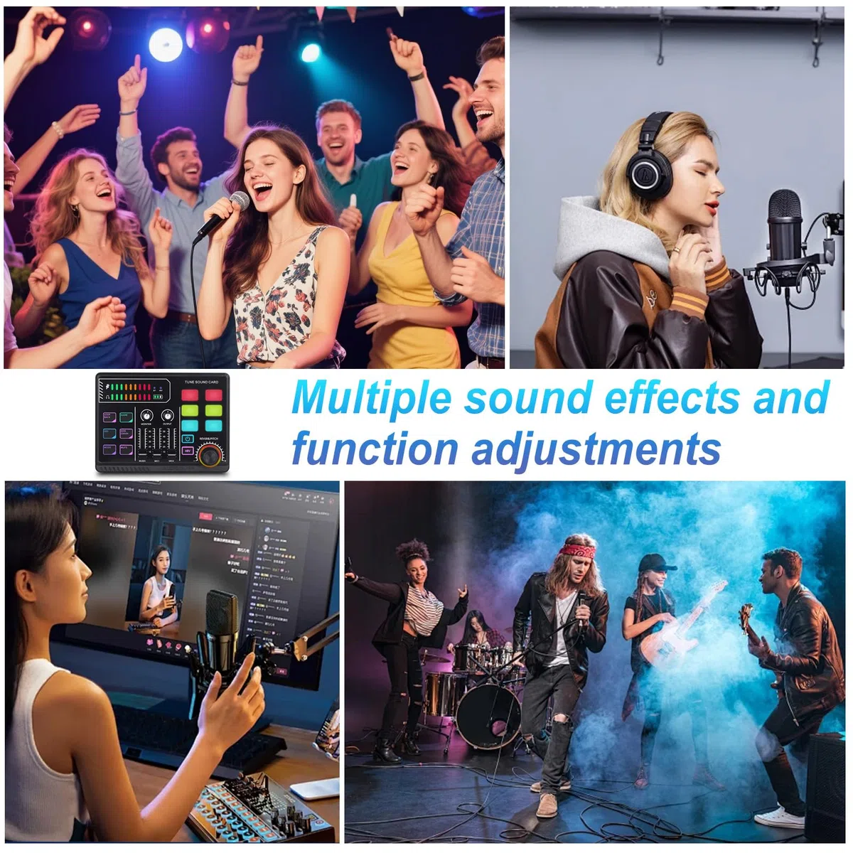 Gaming Audio Mixer,RGB Mischpult für XLR Mikrofon PC Mixer for Streaming mit 48 V Phantom Power,DIY Sound Effects,Volume Control für Streaming Musiker,Gesang,Gaming,Podcast, Aufnahme