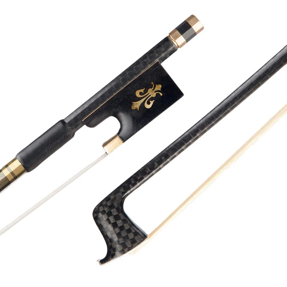 4/4 Violine Geigenbogen Kohlefaser Rundstab Ebenholz Frosch Schachtelhalm Haar gut ausbalanciert,Carbon Fiber Geigenbogen