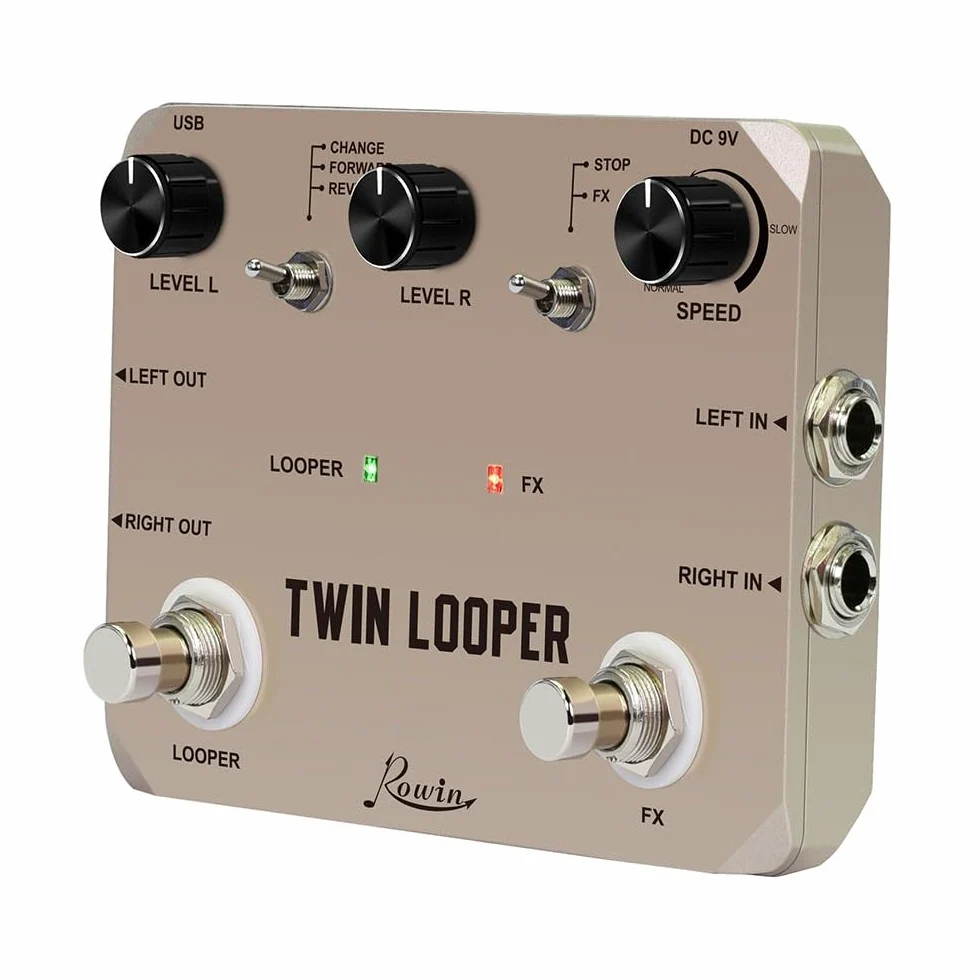 Kompaktes Twin Looper E-Gitarren-Effektpedal, kleine Größe, True Bypass